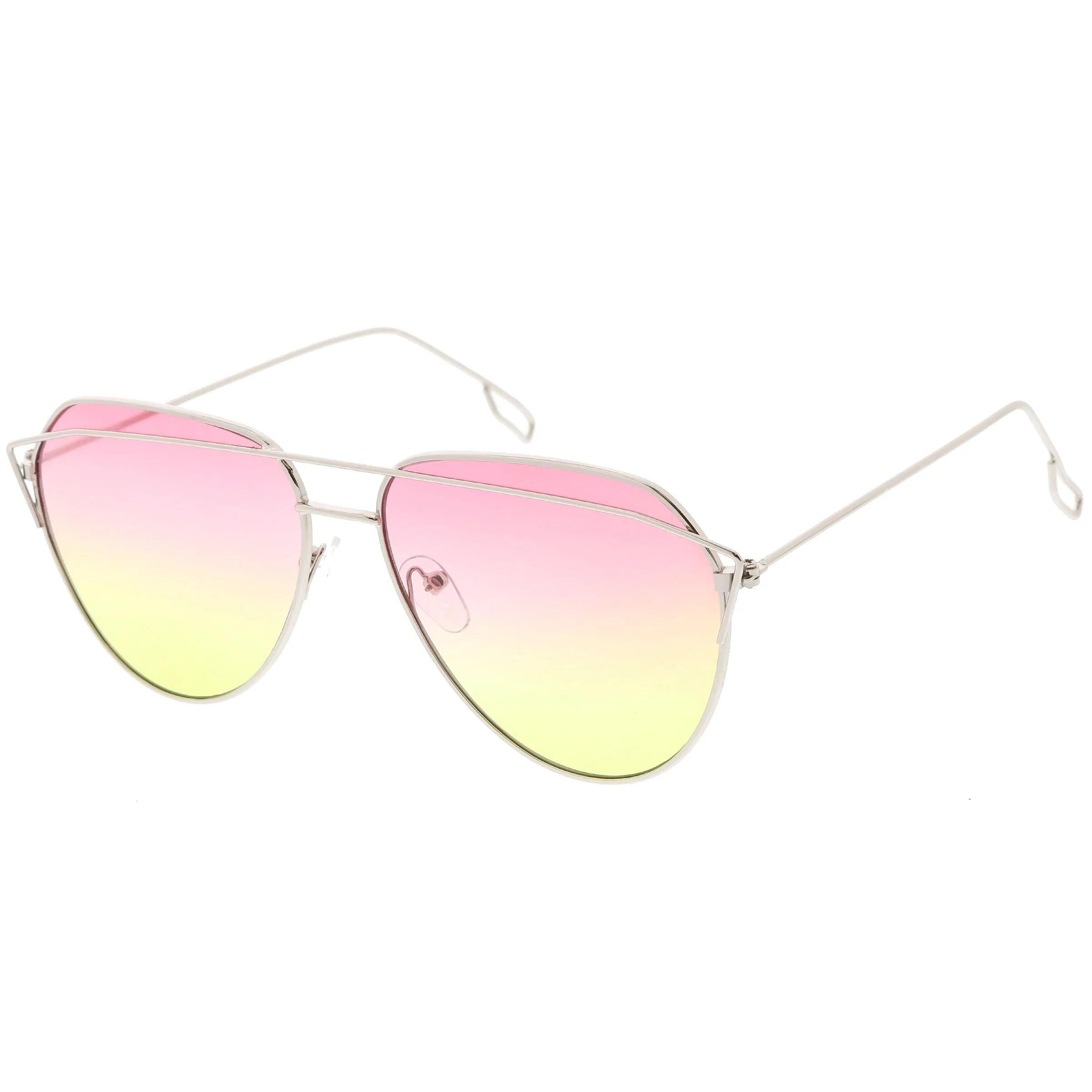 Modern Metal Slim Crossbar Gradient Lens Aviator Sunglasses C628 sold by ZeroUV product image thumbnail 2