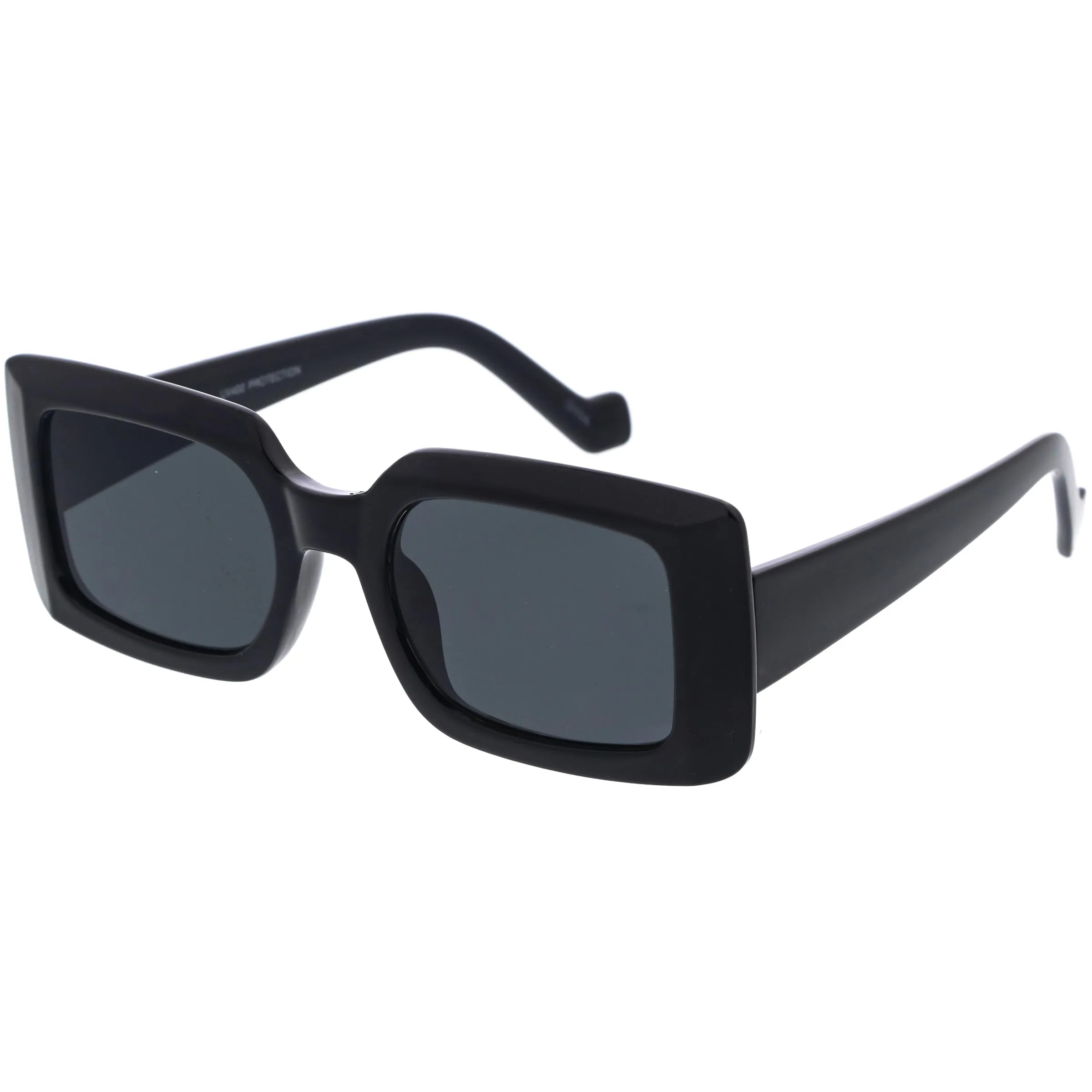 Retro Medium Square Flat Lens Thick Rimmed Rectangle Sunglasses D213 sold by ZeroUV product image thumbnail 5