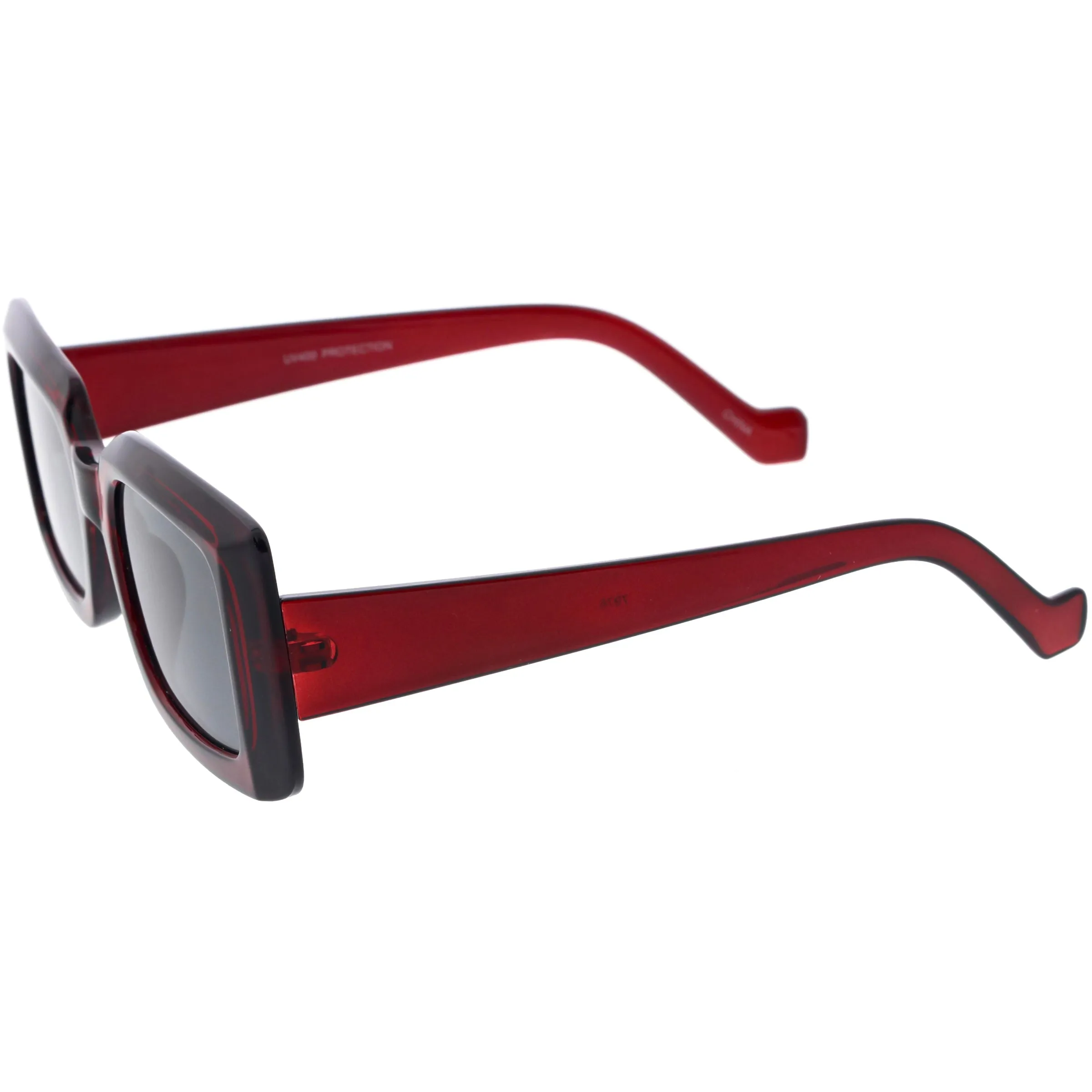 Retro Medium Square Flat Lens Thick Rimmed Rectangle Sunglasses D213 sold by ZeroUV product image thumbnail 3