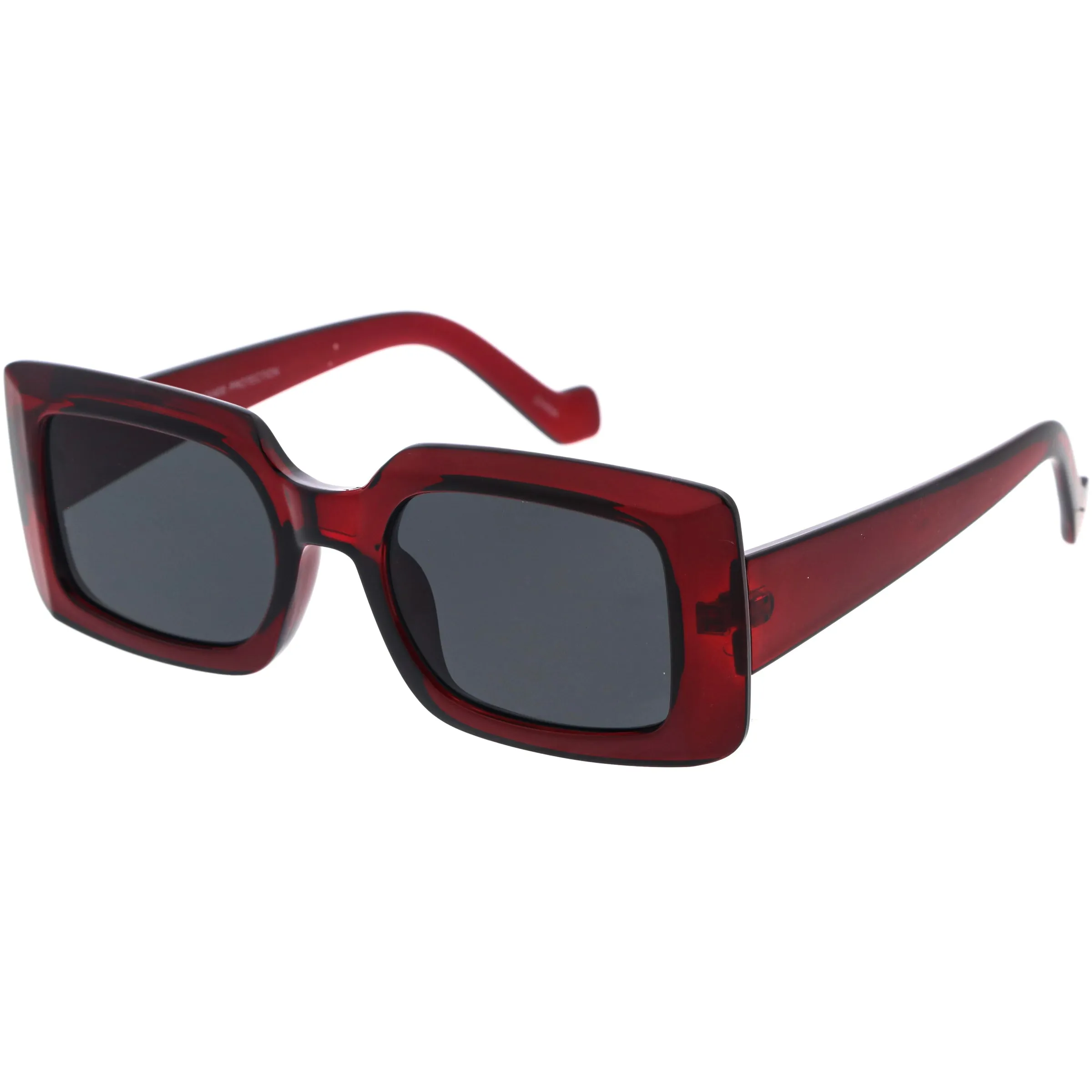 Retro Medium Square Flat Lens Thick Rimmed Rectangle Sunglasses D213 sold by ZeroUV product image thumbnail 2