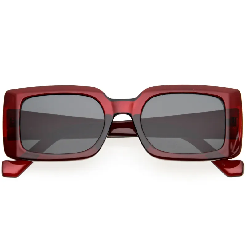 Retro Medium Square Flat Lens Thick Rimmed Rectangle Sunglasses D213 sold by ZeroUV