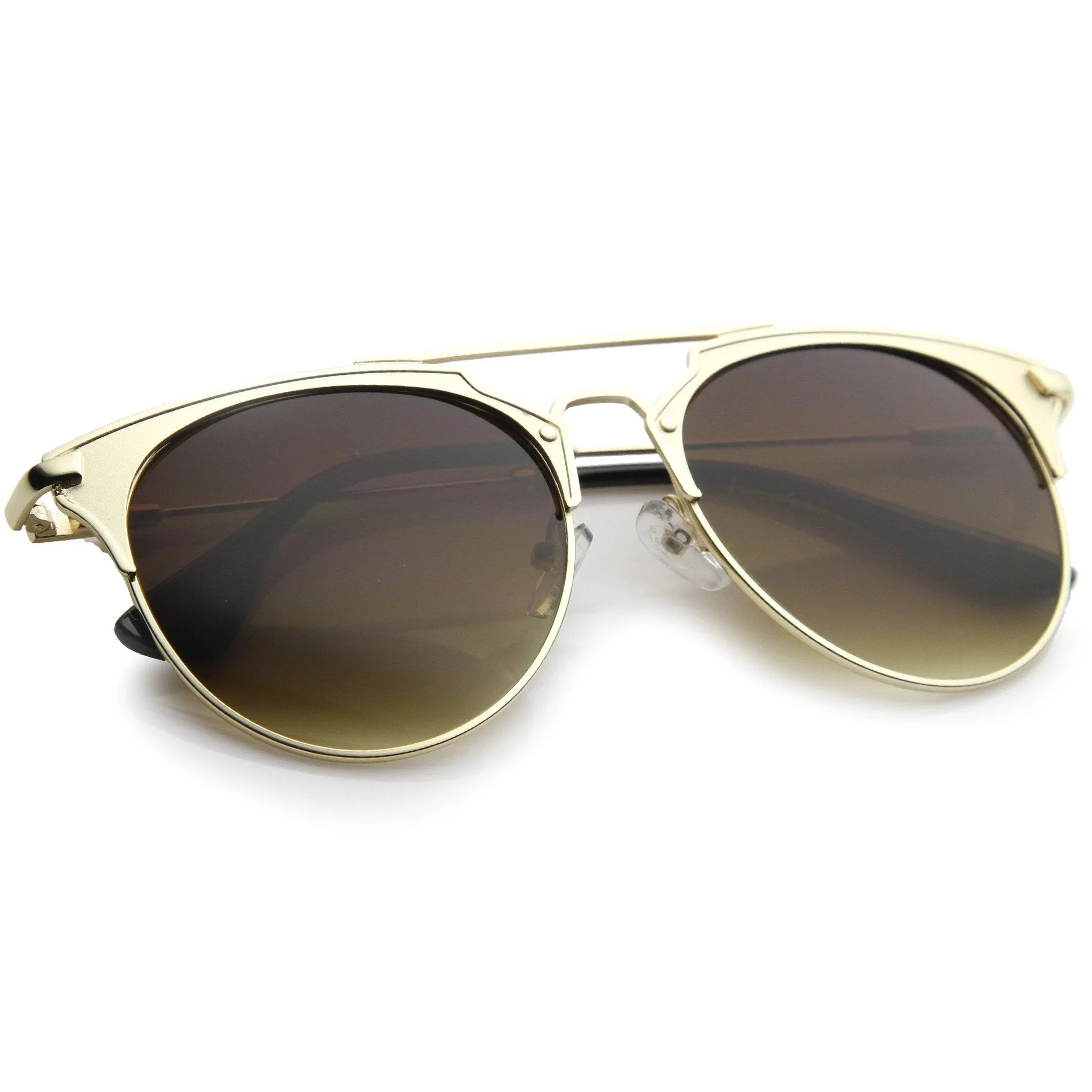Modern Metallic Double Bridge Pantos Aviator Sunglasses A202 sold by ZeroUV product image thumbnail 4