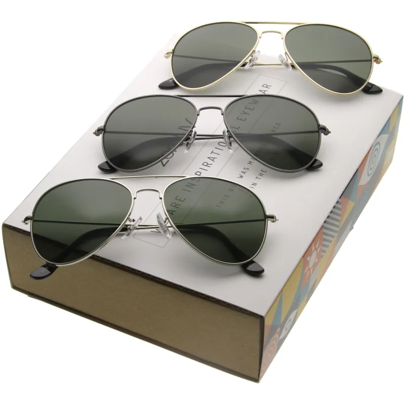 Retro Iconic Classic Tear Drop Metal Aviator Sunglasses C777 [Promo Box] sold by ZeroUV