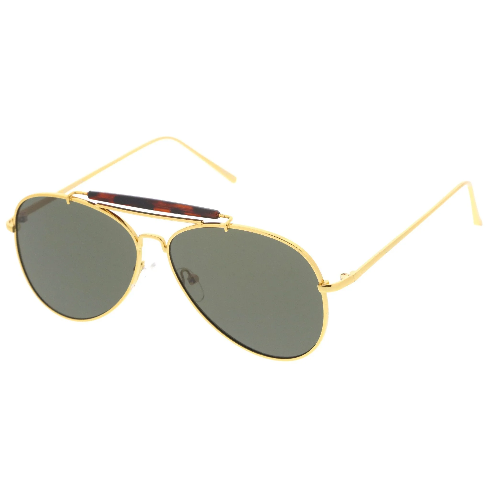 Oversize Dual Bridge Flat Lens Aviator Sunglasses A784 sold by ZeroUV product image thumbnail 4