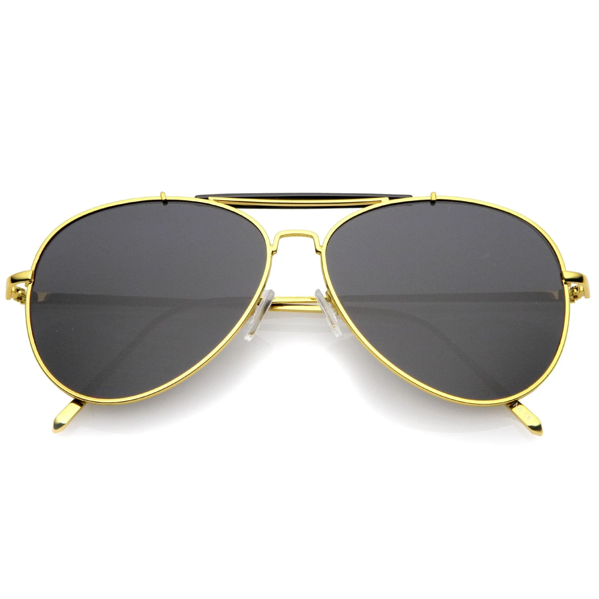 Oversize Dual Bridge Flat Lens Aviator Sunglasses A784 sold by ZeroUV