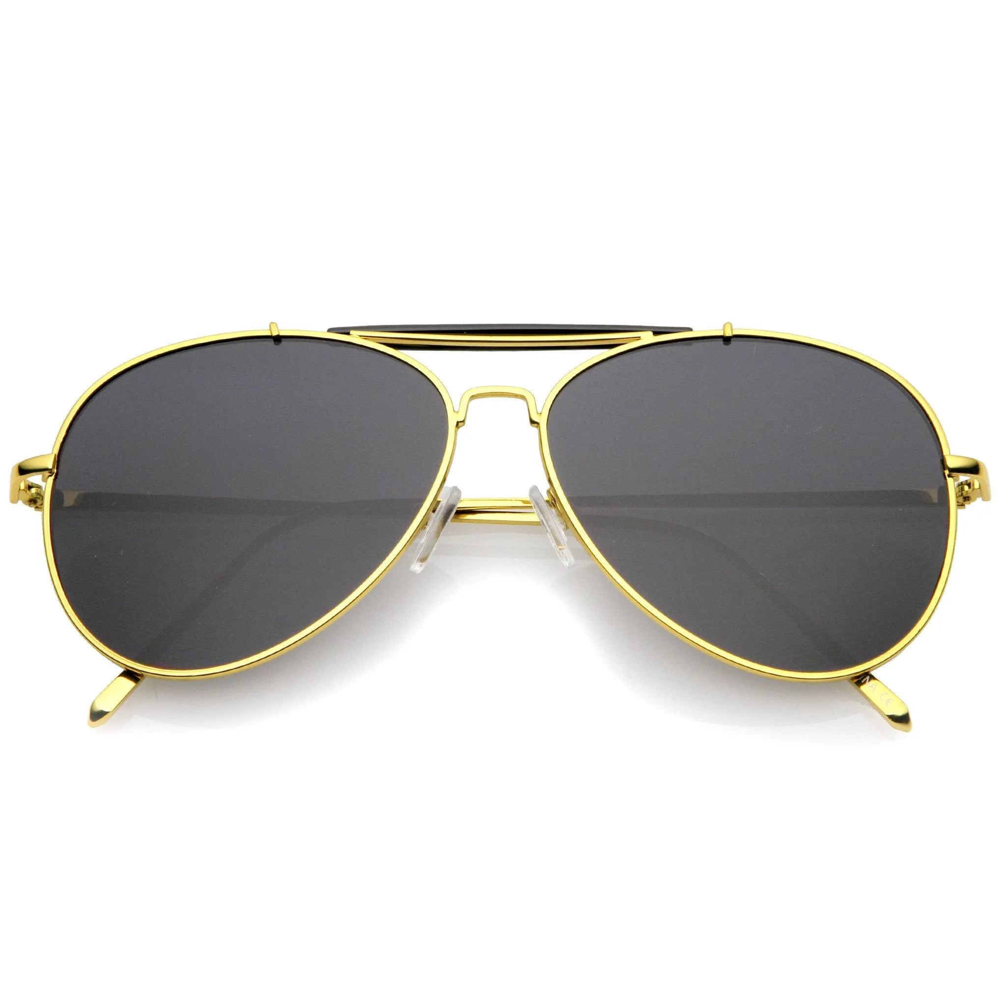 Oversize Dual Bridge Flat Lens Aviator Sunglasses A784 sold by ZeroUV product image thumbnail 2