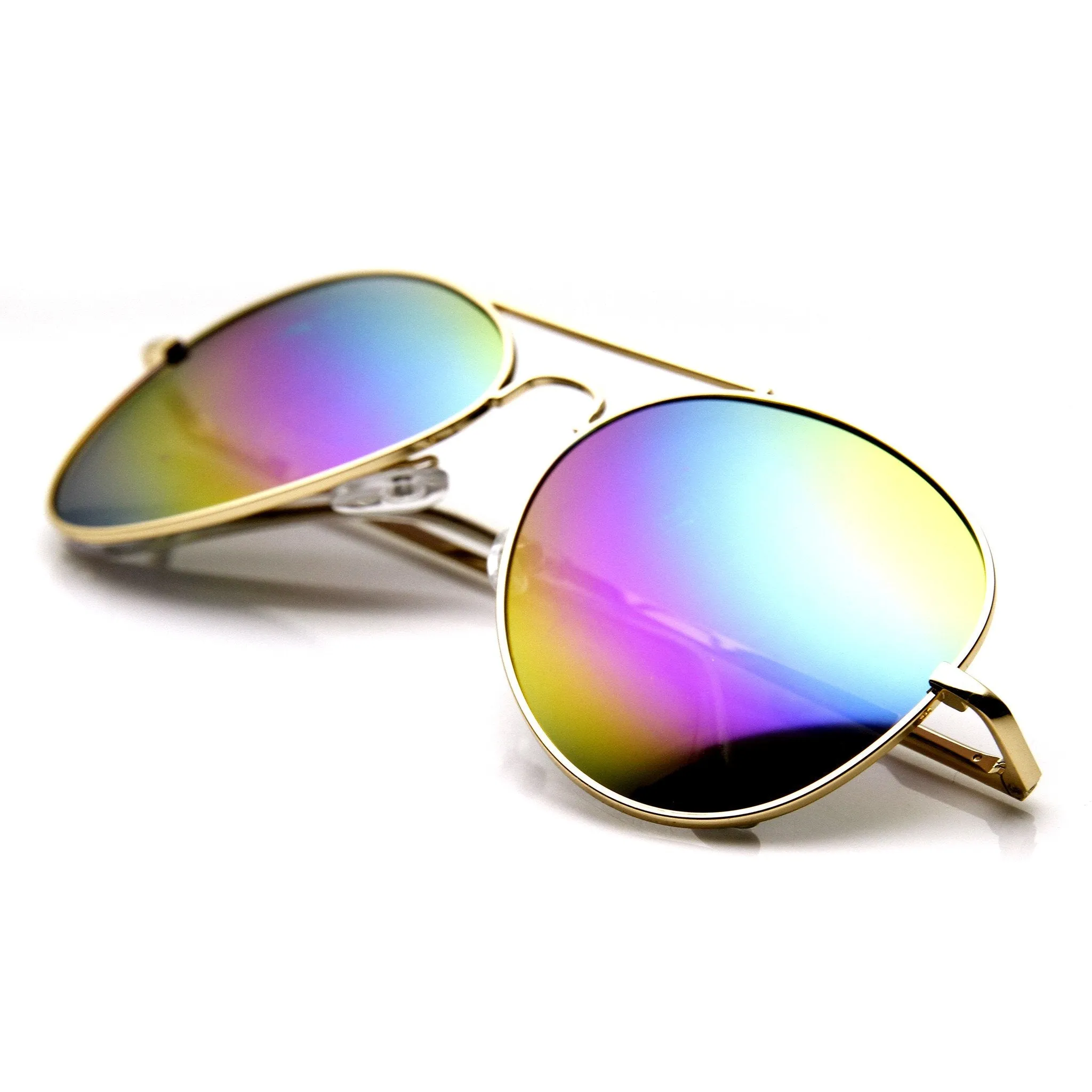 Retro Festival Rainbow Mirror Lens Metal Aviator Sunglasses 9472 sold by ZeroUV product image thumbnail 4