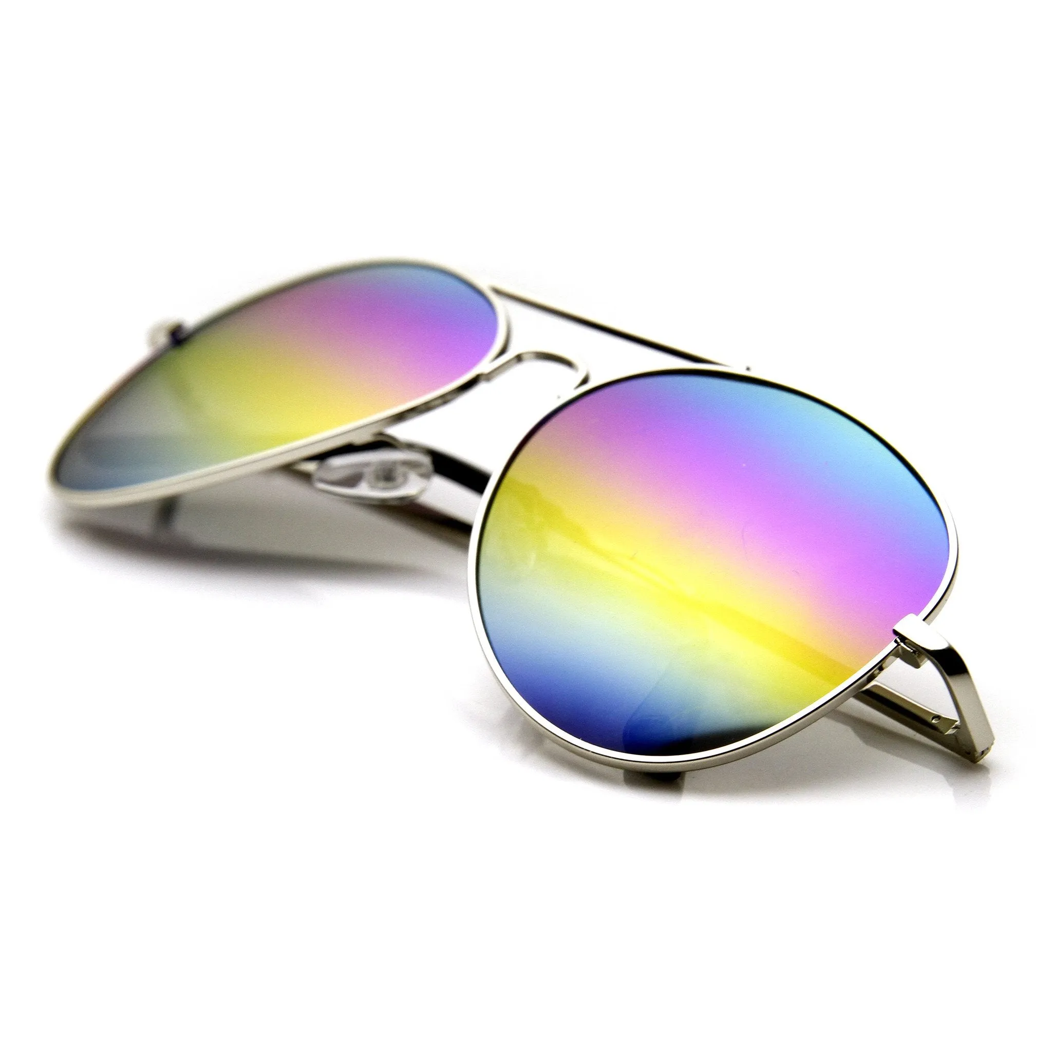 Retro Festival Rainbow Mirror Lens Metal Aviator Sunglasses 9472 sold by ZeroUV product image thumbnail 5