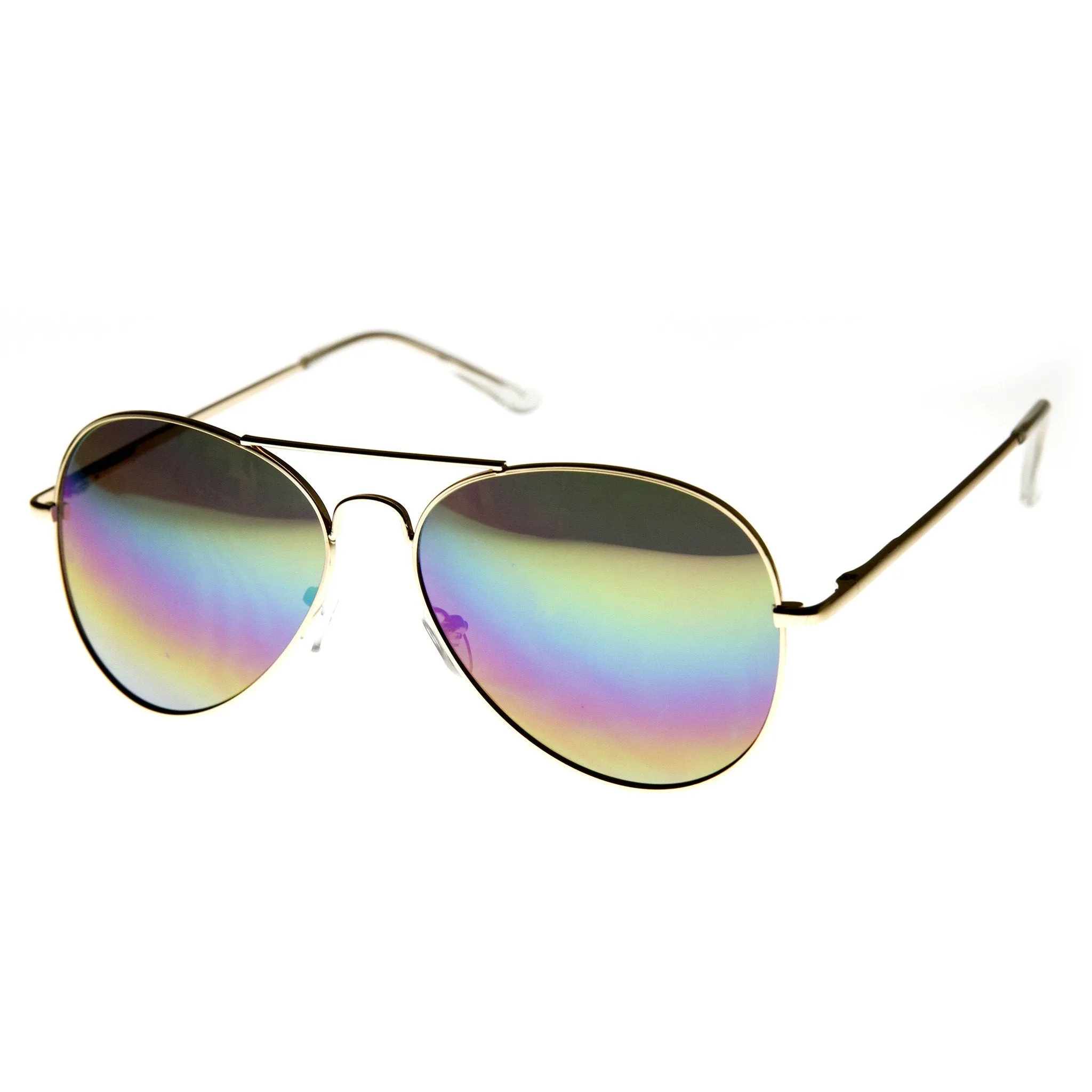 Retro Festival Rainbow Mirror Lens Metal Aviator Sunglasses 9472 sold by ZeroUV product image thumbnail 2