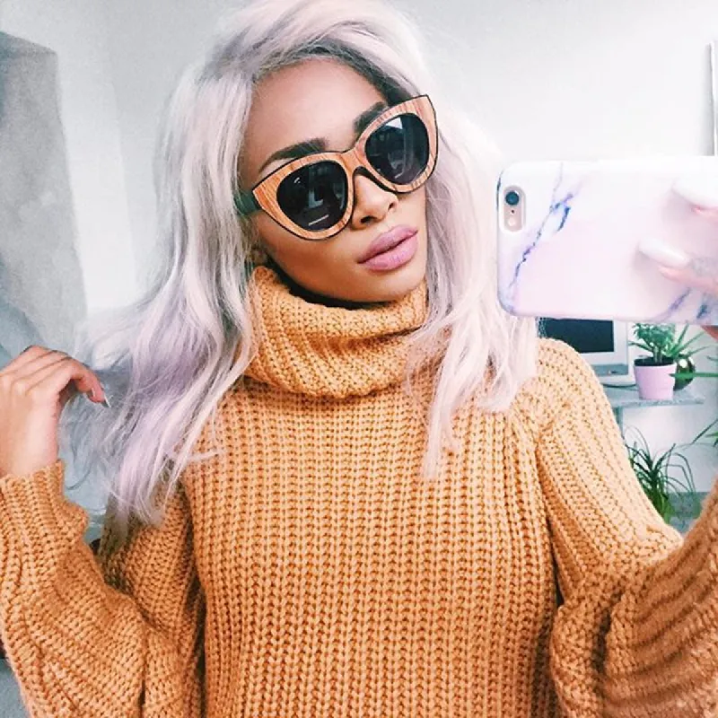 Indie Trendy Womens Block Cut Oversize Cat Eye Sunglasses sold by ZeroUV