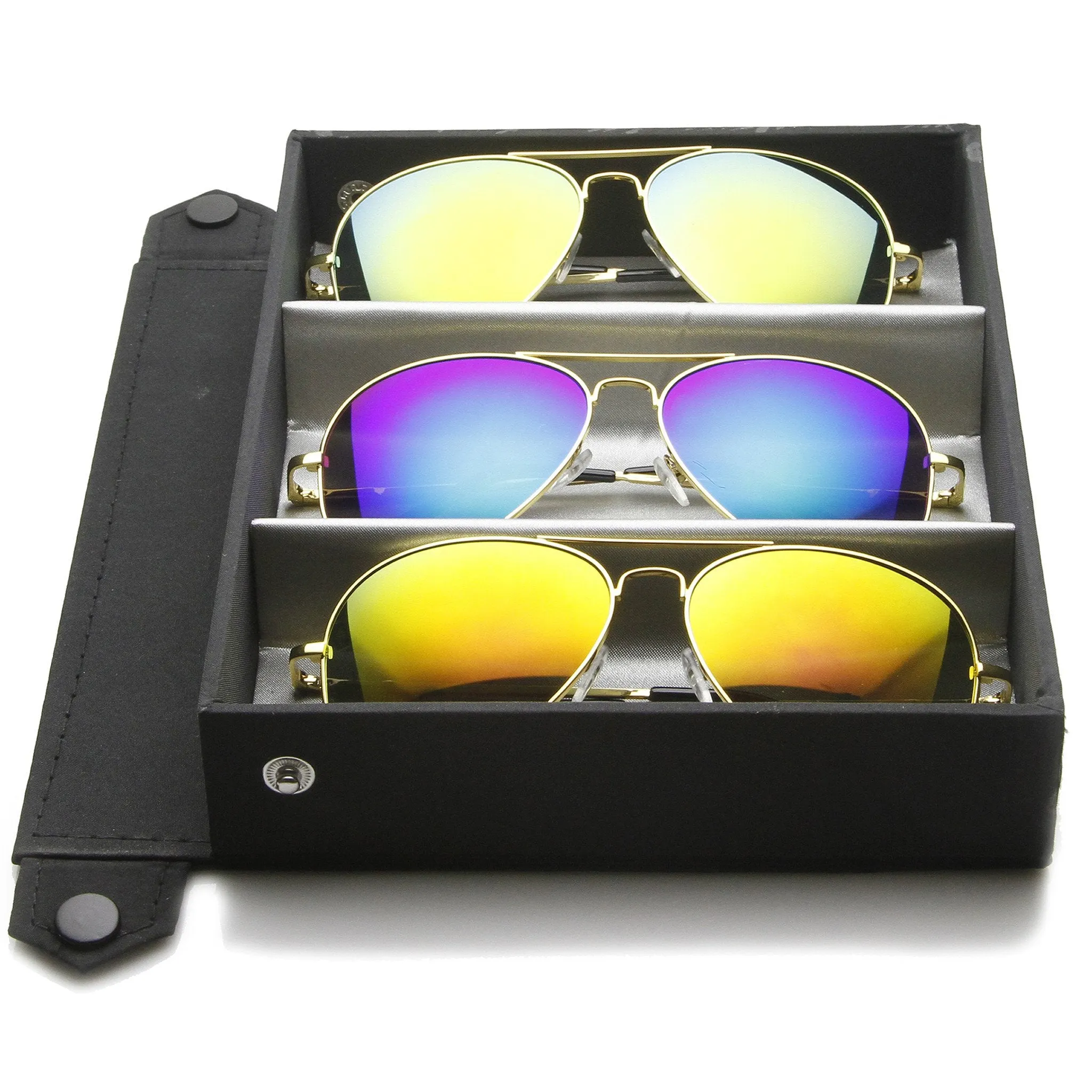 Limited Edition Metal Aviator Sunglasses W/ Mirror Lenses + Travel Case 1486 sold by ZeroUV