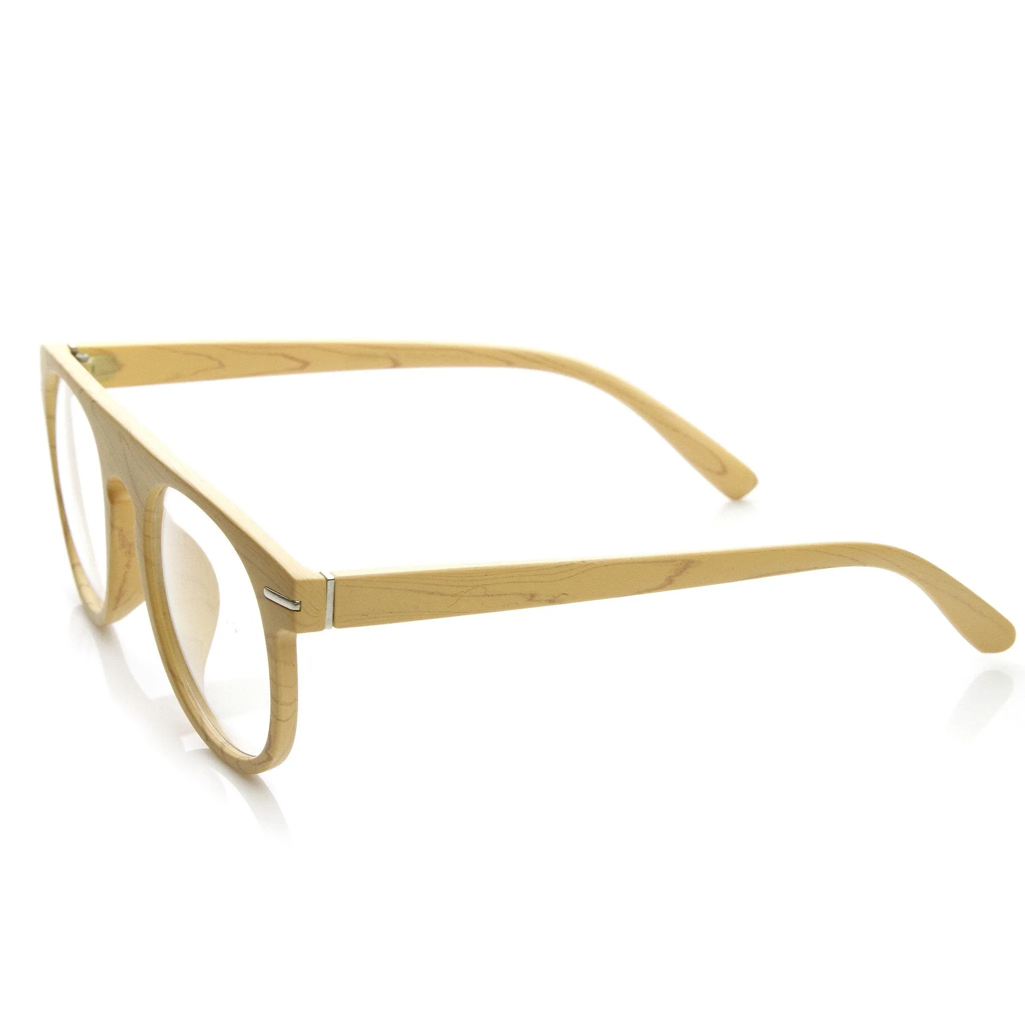 Artistic Wood Print Indie Key Hole Flat Top Round Clear Lens Glasses 9152 sold by ZeroUV product image thumbnail 5