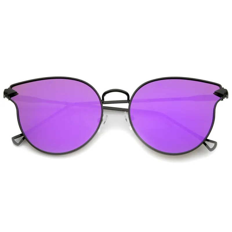 Modern Flat Mirror Lens Horned Rim Sunglasses A854 sold by ZeroUV