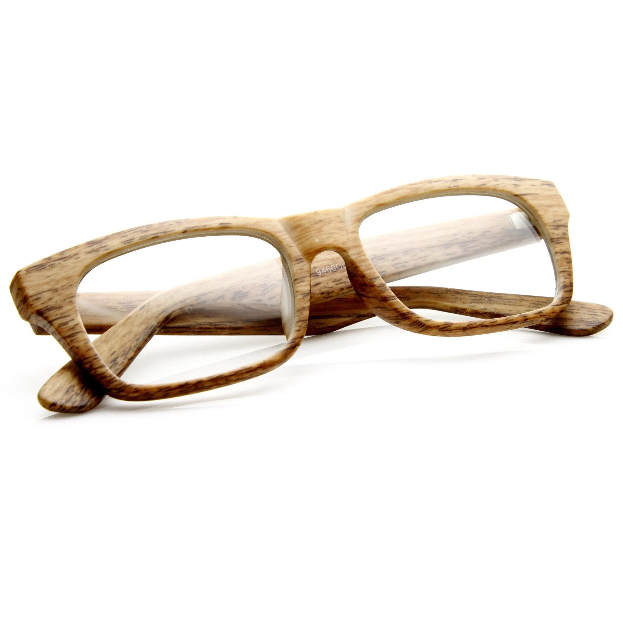Indie Fashion Wood Print Rectangle Clear Lens Glasses 8809 sold by ZeroUV product image thumbnail 4