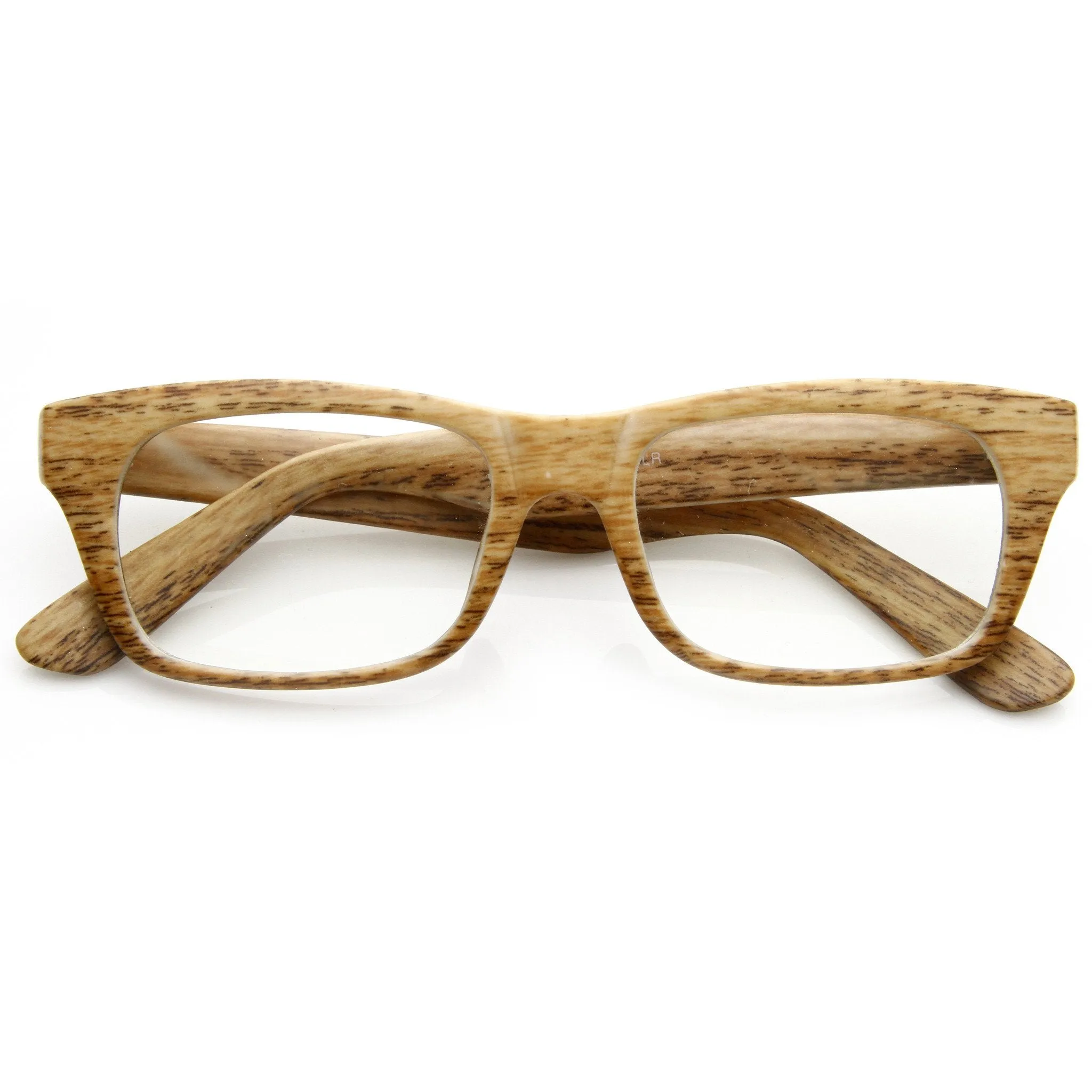 Indie Fashion Wood Print Rectangle Clear Lens Glasses 8809 sold by ZeroUV