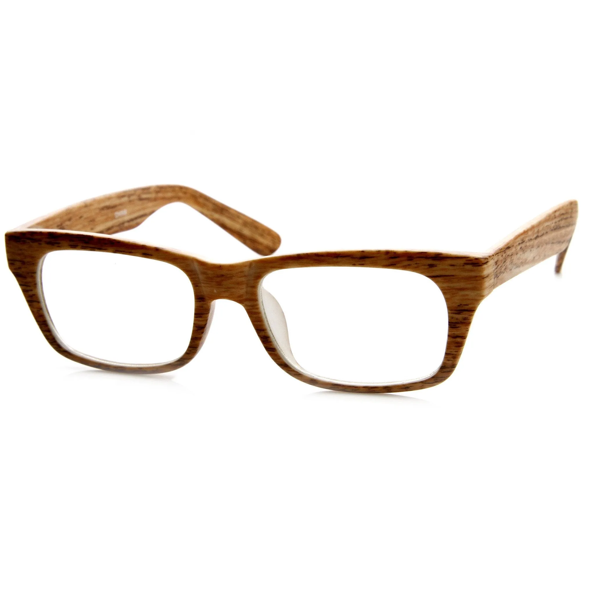Indie Fashion Wood Print Rectangle Clear Lens Glasses 8809 sold by ZeroUV product image thumbnail 2
