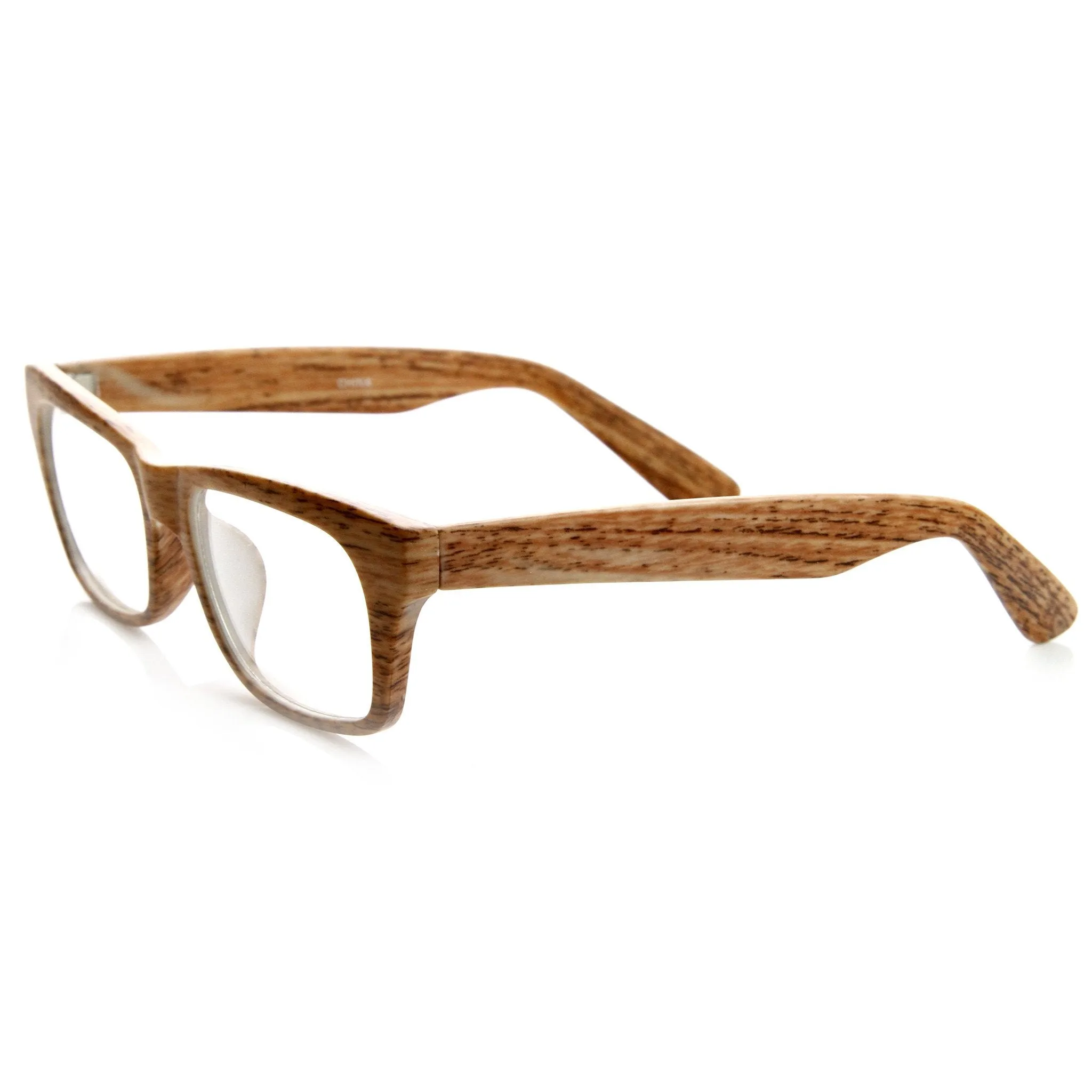 Indie Fashion Wood Print Rectangle Clear Lens Glasses 8809 sold by ZeroUV product image thumbnail 3