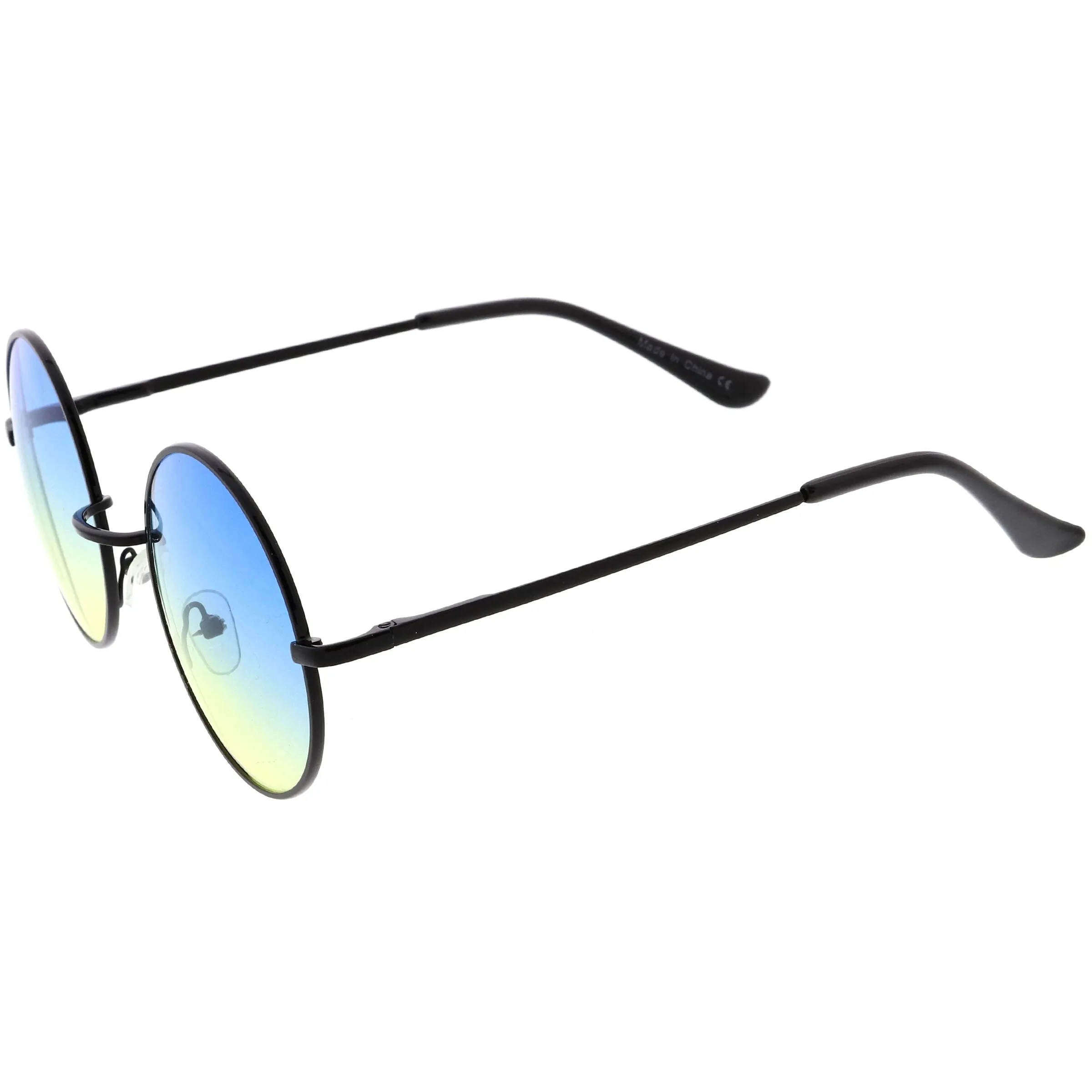 Medium Classic Lennon Style Gradient Colored Lens Thin Metal Frame Round Sunglasses 53mm C990 sold by ZeroUV product image thumbnail 3