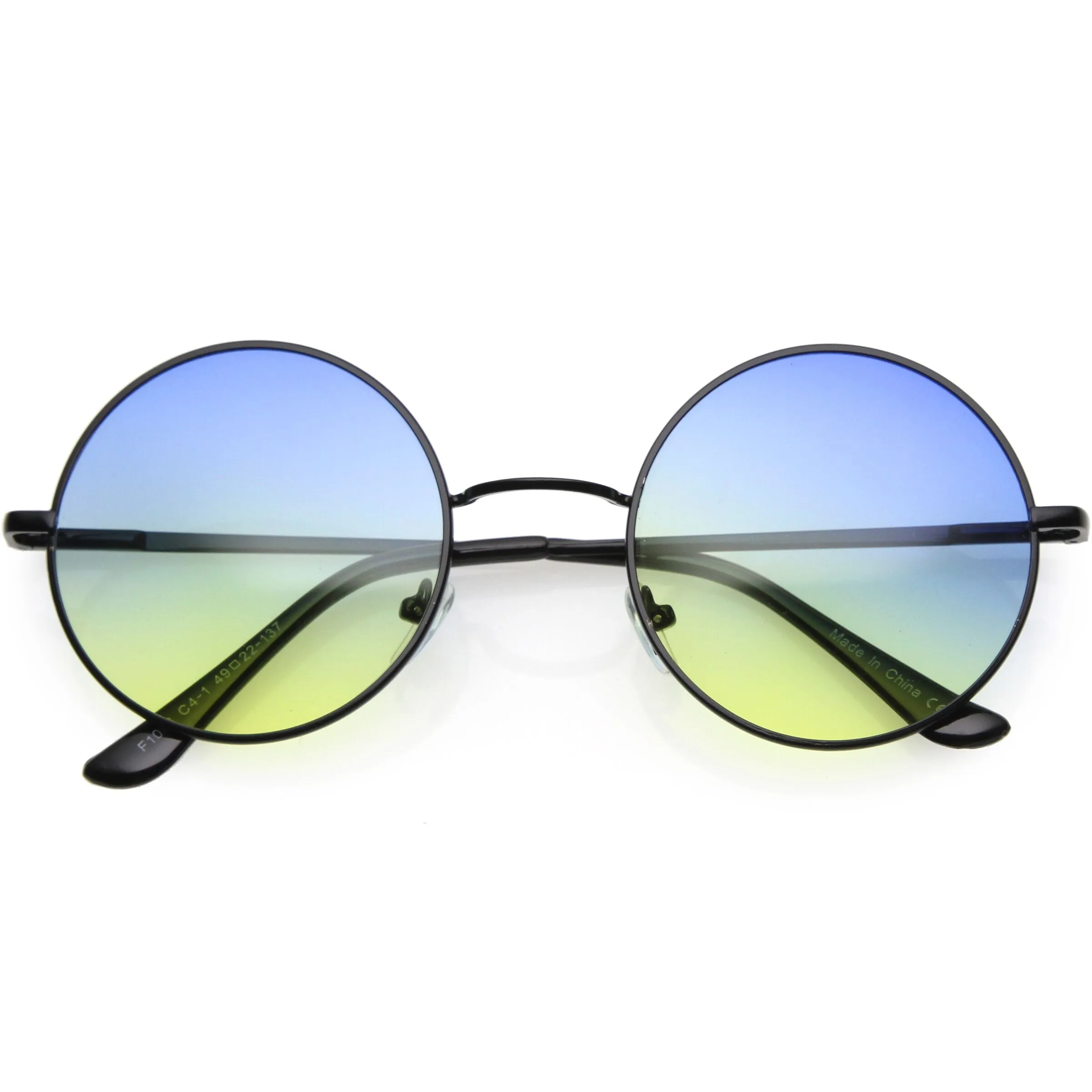 Medium Classic Lennon Style Gradient Colored Lens Thin Metal Frame Round Sunglasses 53mm C990 sold by ZeroUV