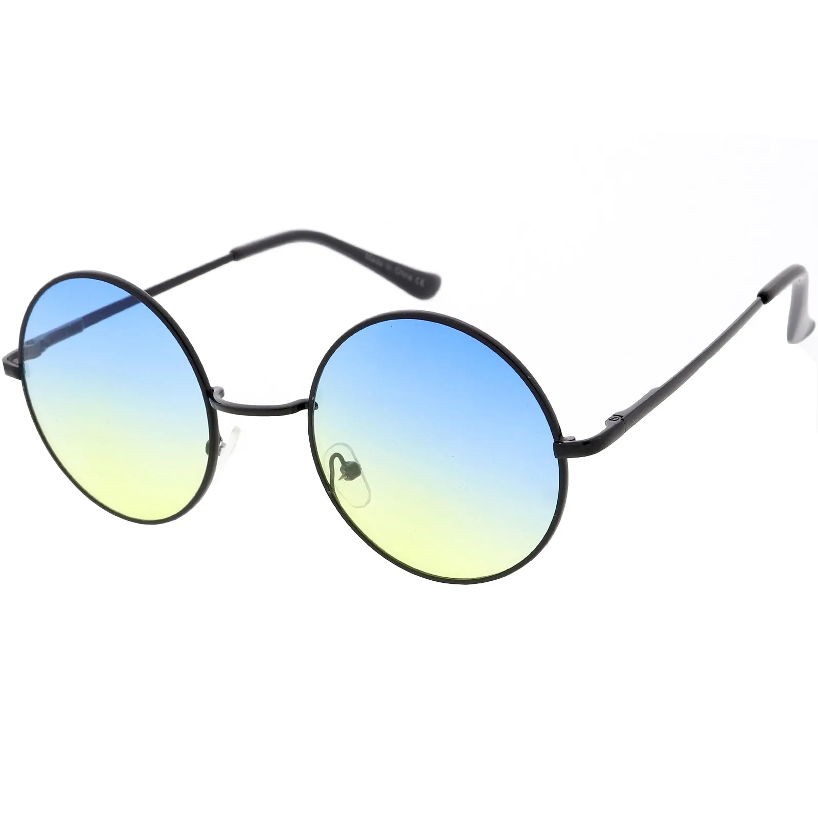 Medium Classic Lennon Style Gradient Colored Lens Thin Metal Frame Round Sunglasses 53mm C990 sold by ZeroUV product image thumbnail 2