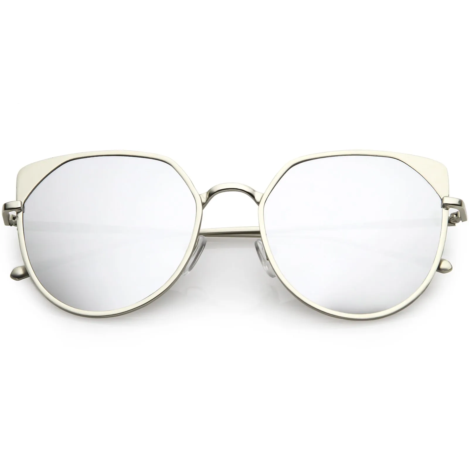 Women's Modern Round Cat Eye Mirrored Lens Metal Sunglasses C836 sold by ZeroUV product image thumbnail 5