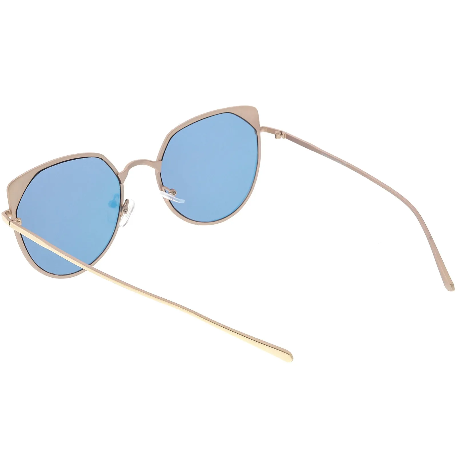 Women's Modern Round Cat Eye Mirrored Lens Metal Sunglasses C836 sold by ZeroUV product image thumbnail 4