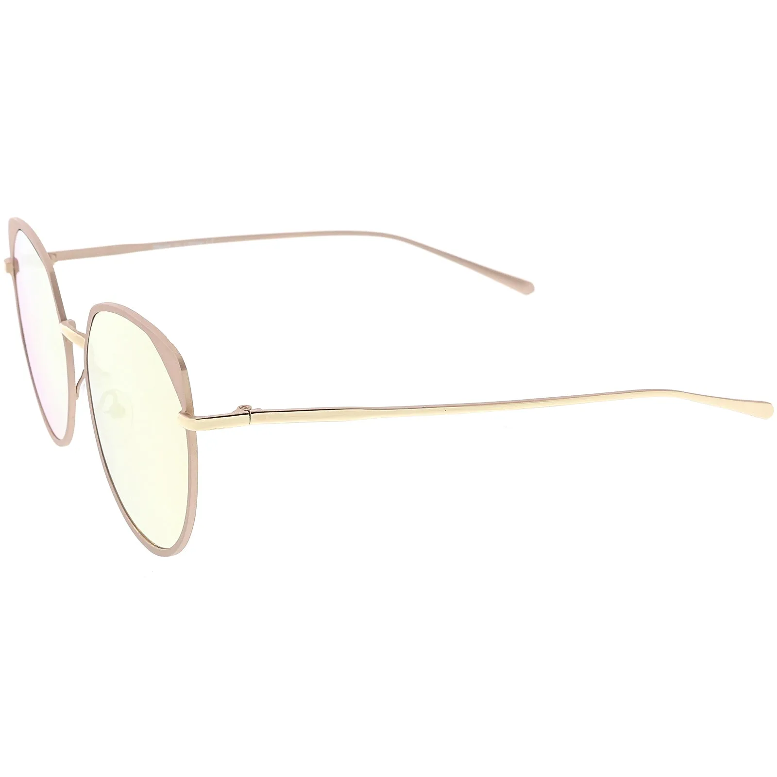 Women's Modern Round Cat Eye Mirrored Lens Metal Sunglasses C836 sold by ZeroUV product image thumbnail 3
