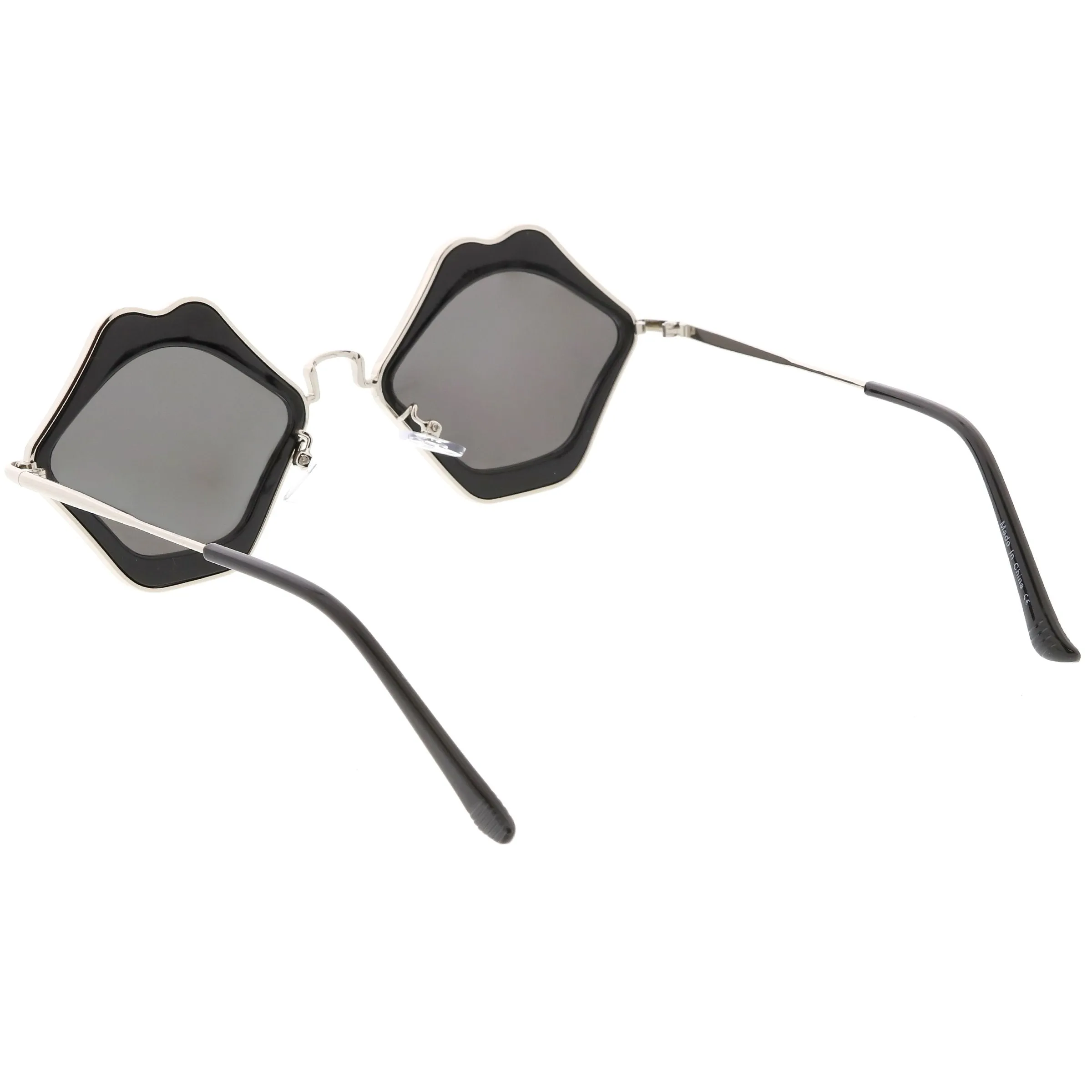 Women's Oversize Cute Flat Mirrored Lens Lip Shape Sunglasses C674 sold by ZeroUV product image thumbnail 4