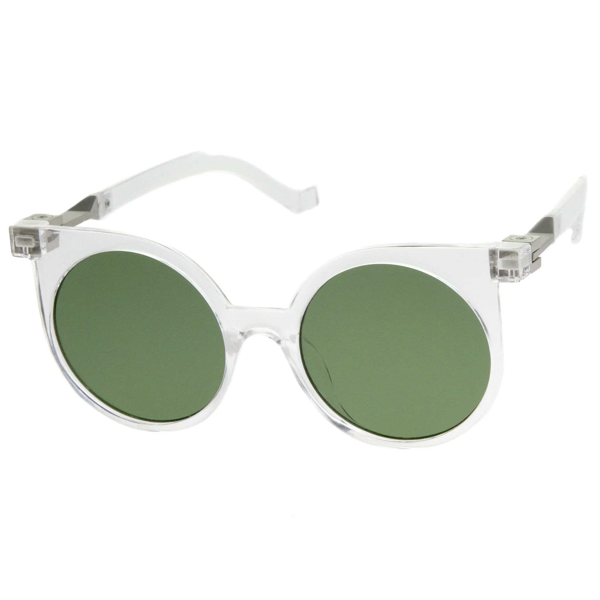 Modern Flat Lens Round Horned Rim Sunglasses A529 sold by ZeroUV product image thumbnail 4