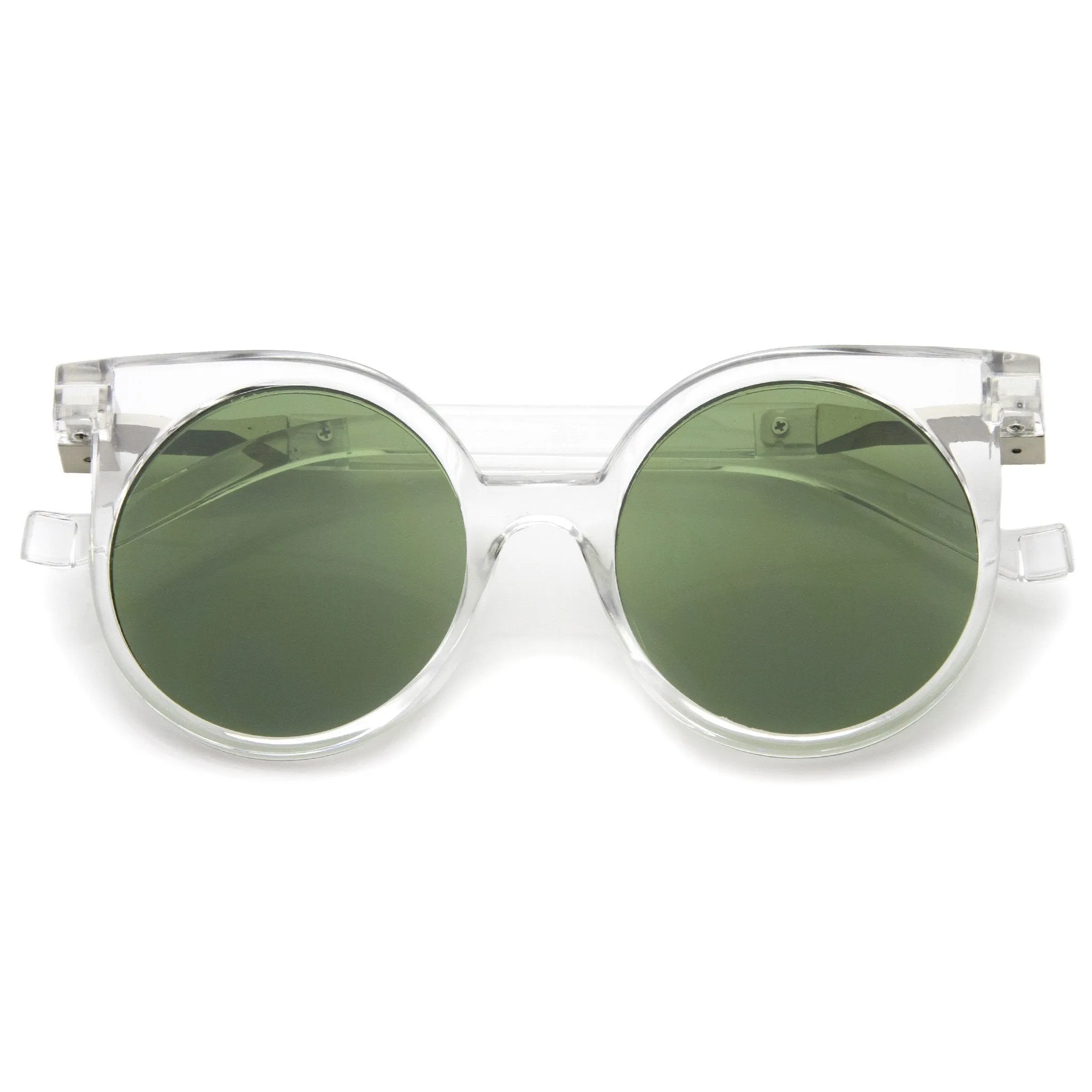 Modern Flat Lens Round Horned Rim Sunglasses A529 sold by ZeroUV product image thumbnail 3