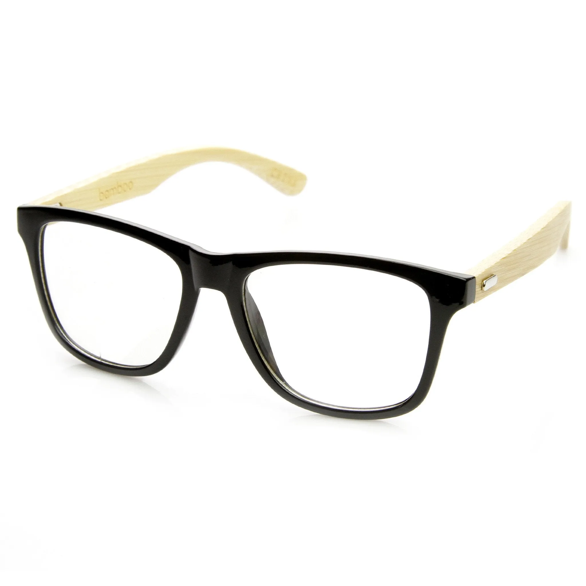 Eco Bamboo Clear Lens Two Tone Horned Rim Clear Lens Glasses 9230 sold by ZeroUV product image thumbnail 2