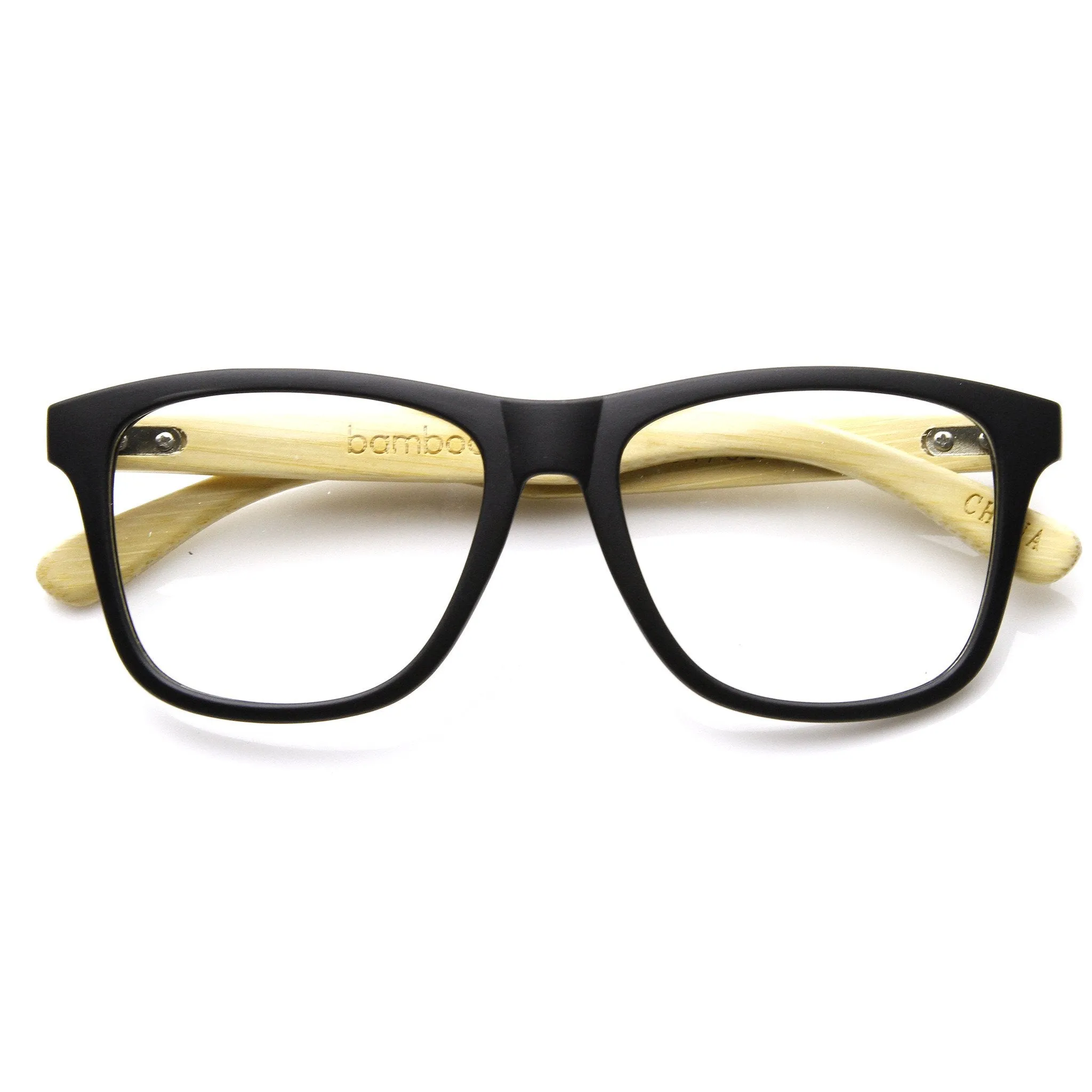 Eco Bamboo Clear Lens Two Tone Horned Rim Clear Lens Glasses 9230 sold by ZeroUV