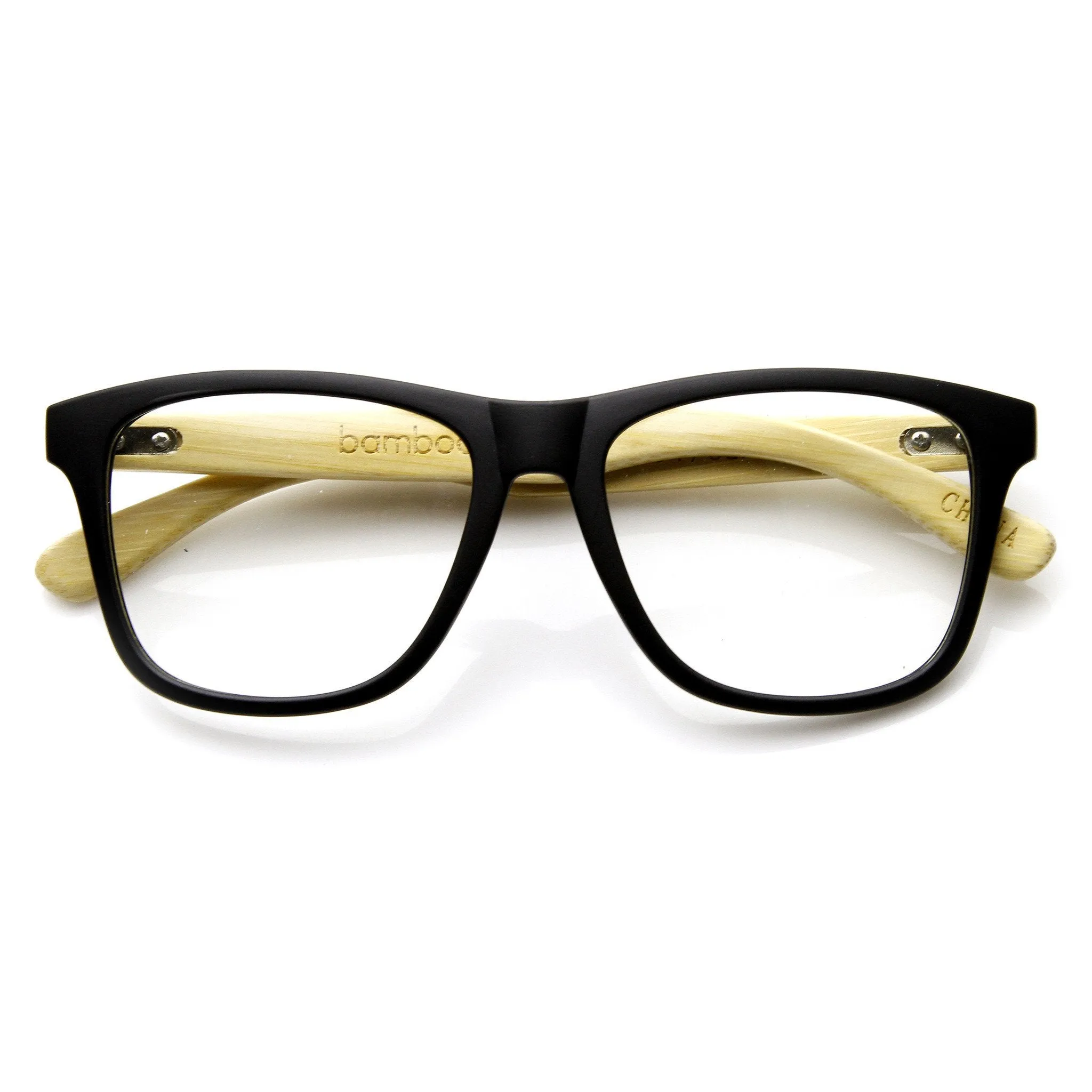 Eco Bamboo Clear Lens Two Tone Horned Rim Clear Lens Glasses 9230 sold by ZeroUV product image thumbnail 5
