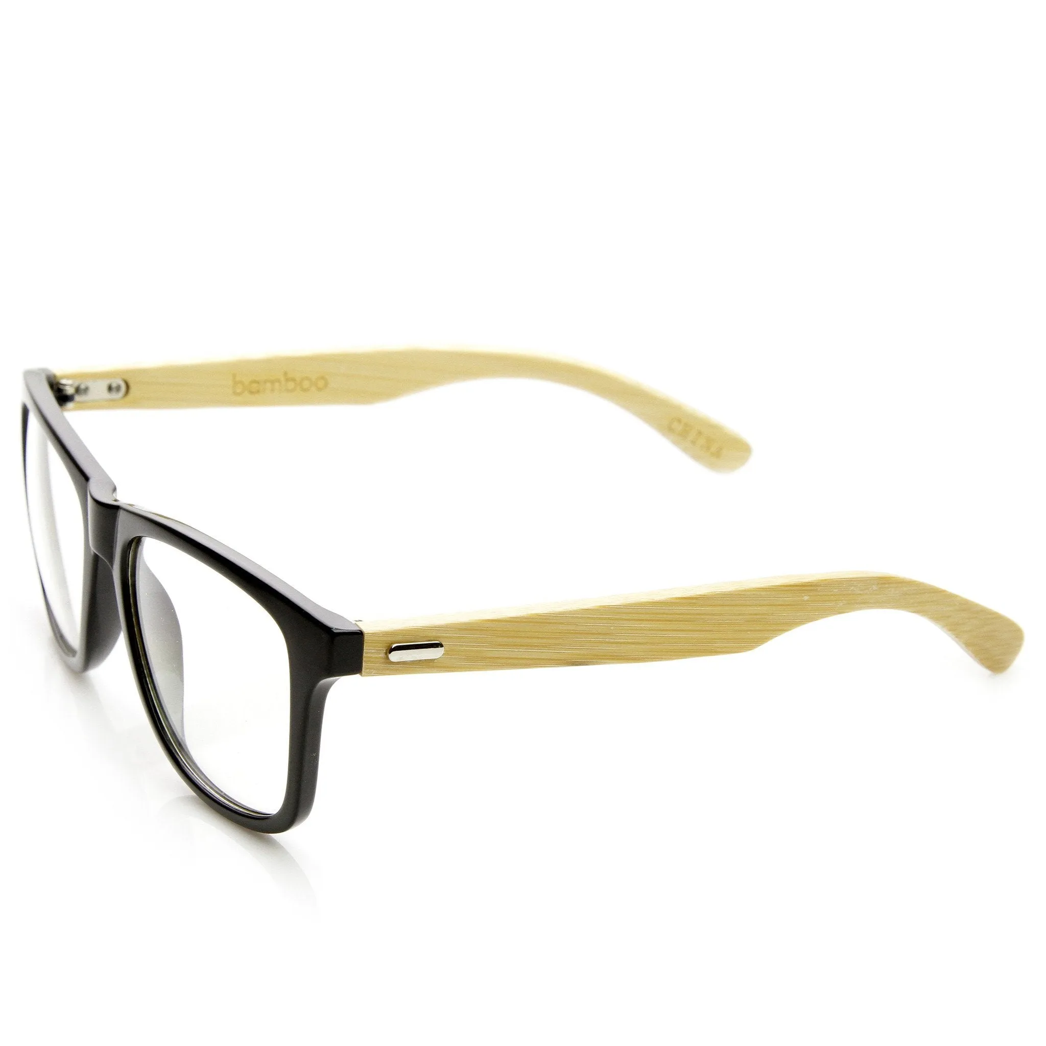 Eco Bamboo Clear Lens Two Tone Horned Rim Clear Lens Glasses 9230 sold by ZeroUV product image thumbnail 3