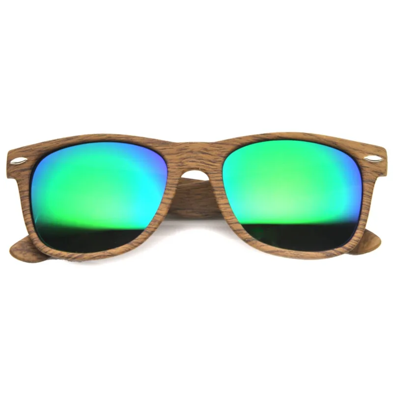 Indie Wood Print Horned Rim Mirrored Lens Sunglasses 9997 sold by ZeroUV