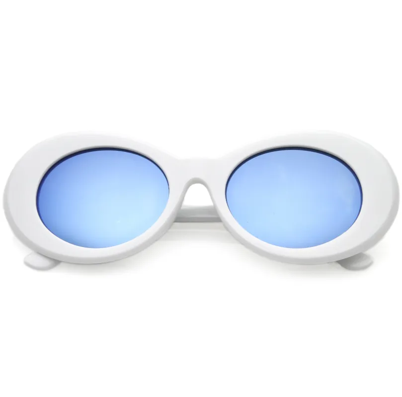 Retro 1990's Hipster Clout Goggles Oval Mirrored Lens Sunglasses C507 sold by ZeroUV