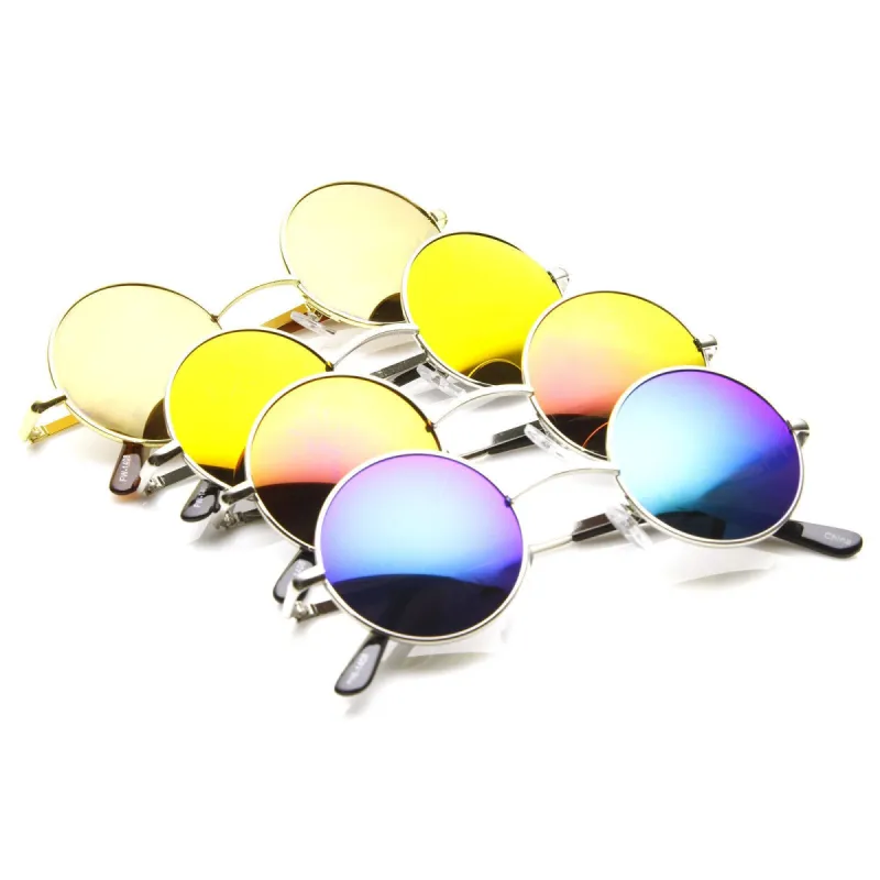 Retro Round Circle Metal Mirror Lens Sunglasses 1408 [4 Pack] sold by ZeroUV