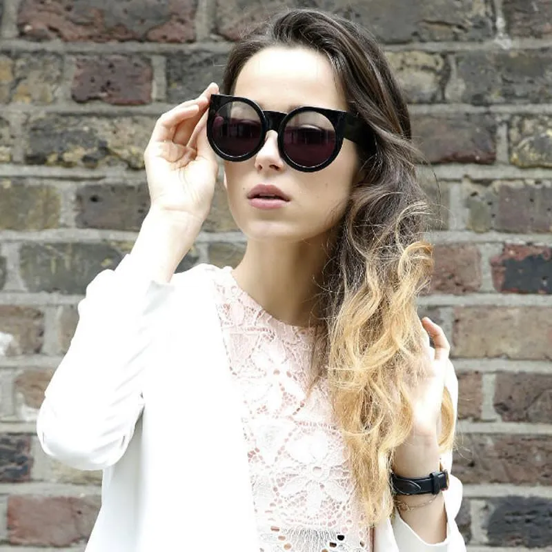 Women's Designer Super Bold Round Cat Eye Sunglasses sold by ZeroUV product image thumbnail 2