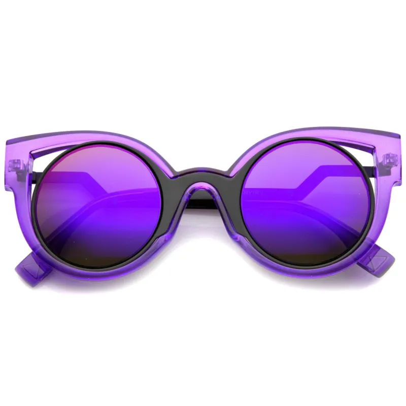 Colorful Festival Cat Eye Mirror Lens Sunglasses A246 sold by ZeroUV