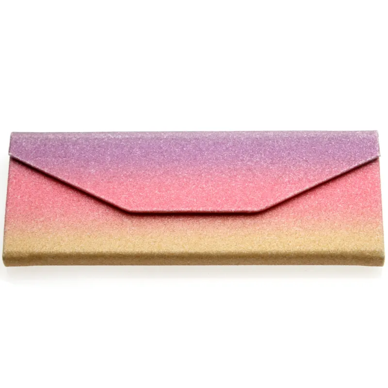 Fabulous 6.5" Glitter Rainbow Tri Fold Portable Sunglasses Case D198 sold by ZeroUV