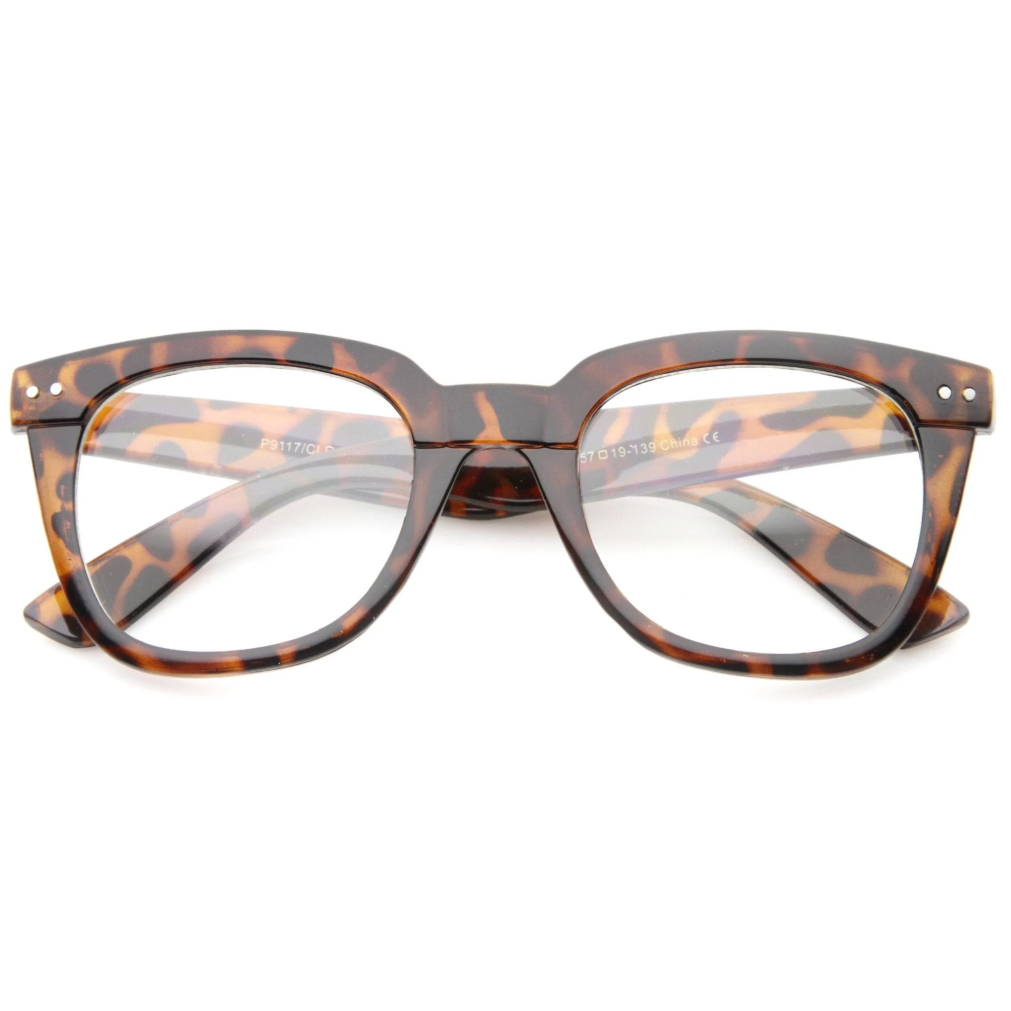 Retro Wide Temple Horn Rimmed Clear Lens Glasses A633 sold by ZeroUV product image thumbnail 5