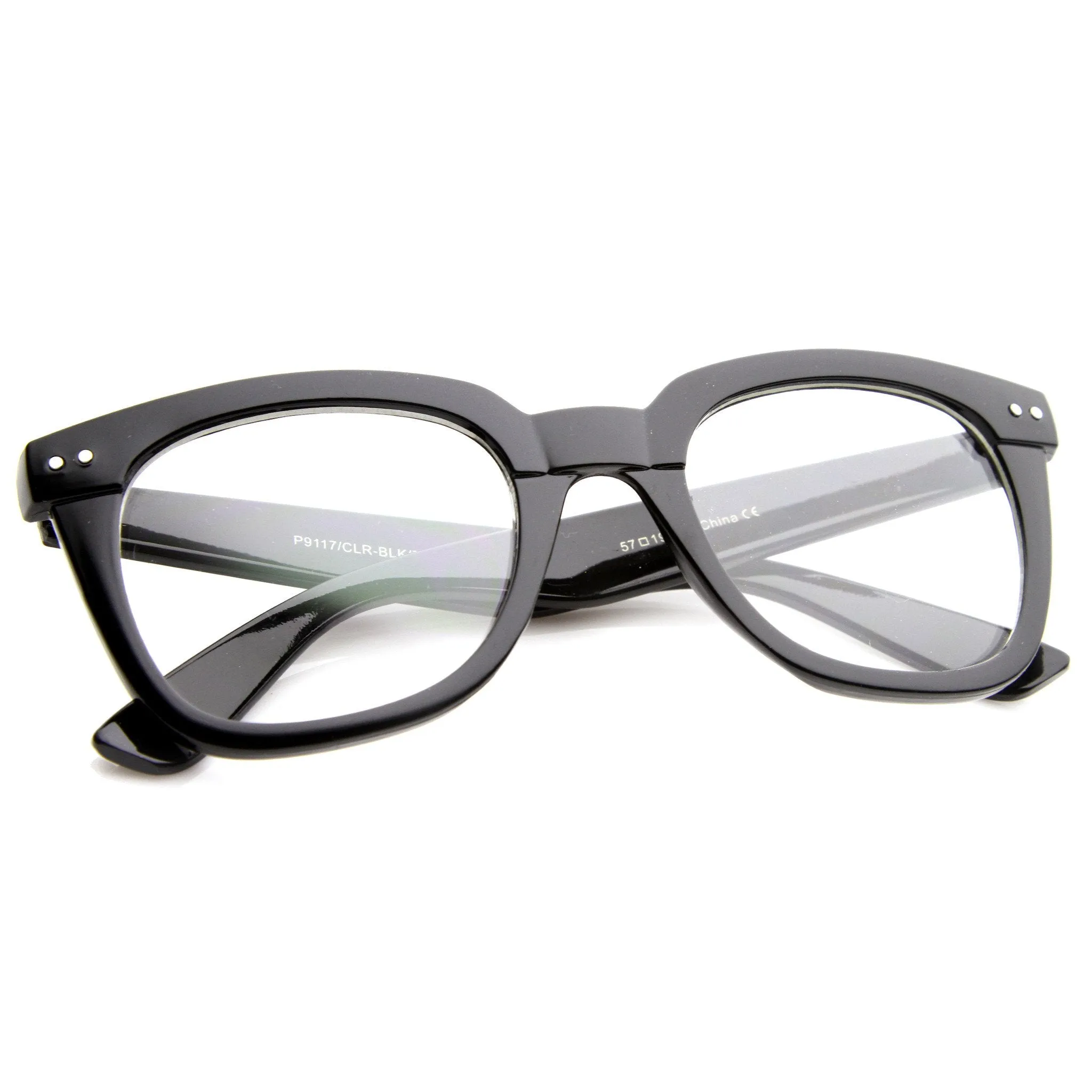 Retro Wide Temple Horn Rimmed Clear Lens Glasses A633 sold by ZeroUV product image thumbnail 4