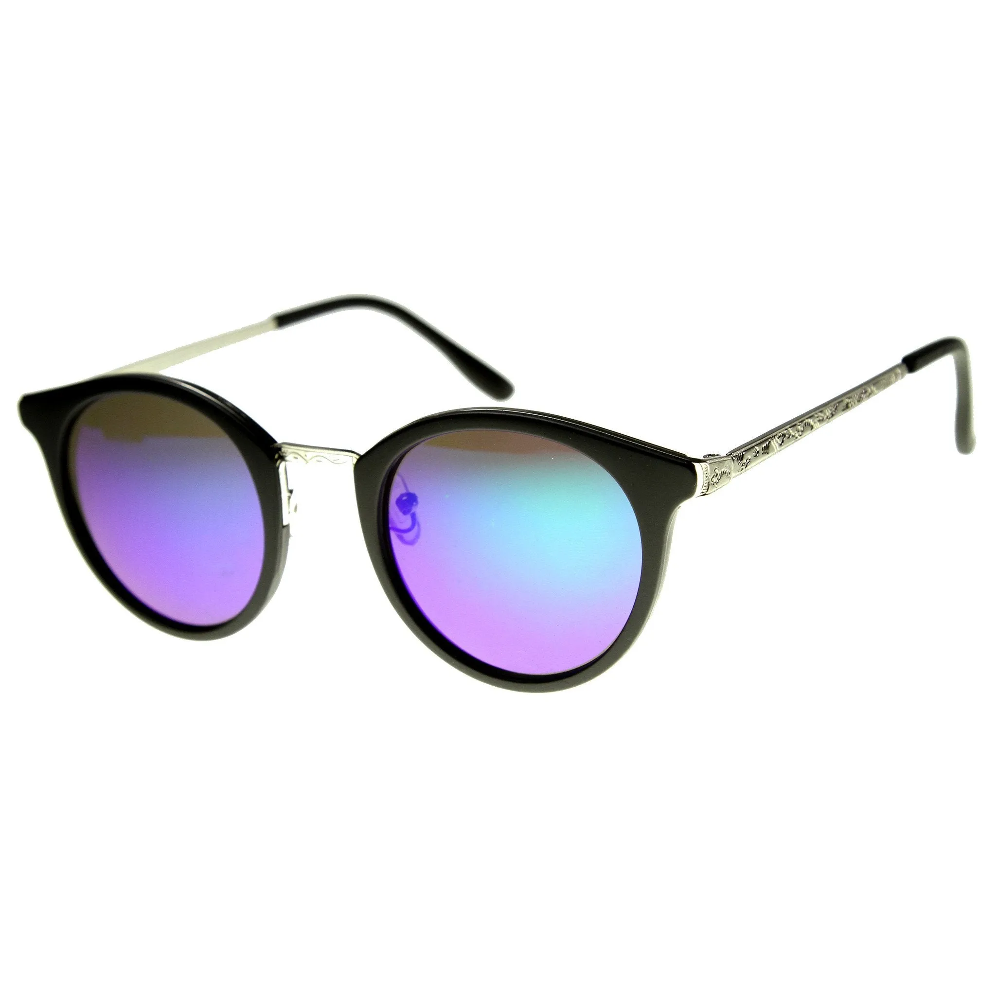 Retro European Round Horned Rim Mirror Lens Sunglasses 9650 sold by ZeroUV product image thumbnail 4