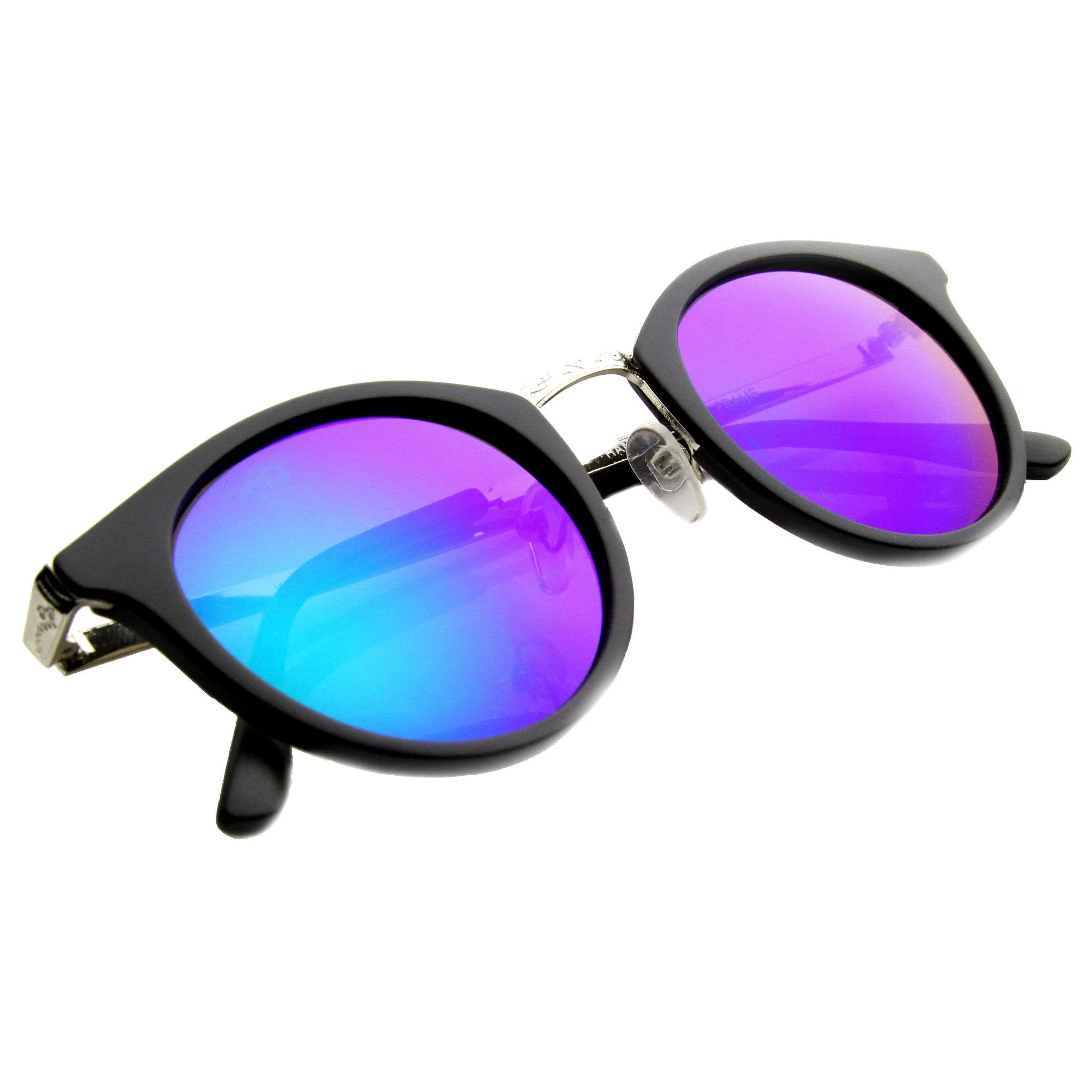 Retro European Round Horned Rim Mirror Lens Sunglasses 9650 sold by ZeroUV product image thumbnail 5