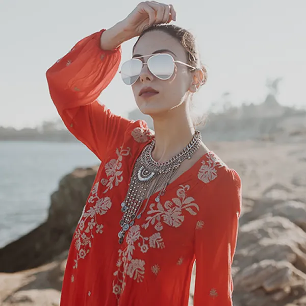 Retro Modern Mirrored Flat Lens Metal Aviator Sunglasses sold by ZeroUV