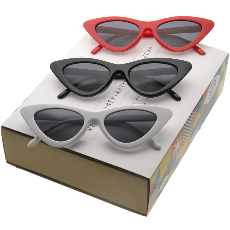 Women's Small Retro Flat Lens Cat Eye Sunglasses C523 [Promo Box] sold by ZeroUV