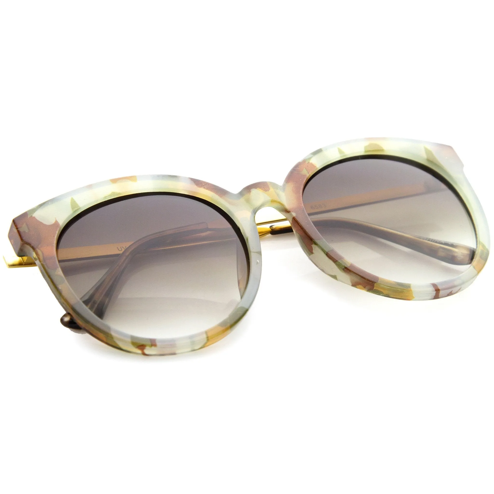 Oversize Round Metal Temple Cat Eye Sunglasses A097 sold by ZeroUV product image thumbnail 4