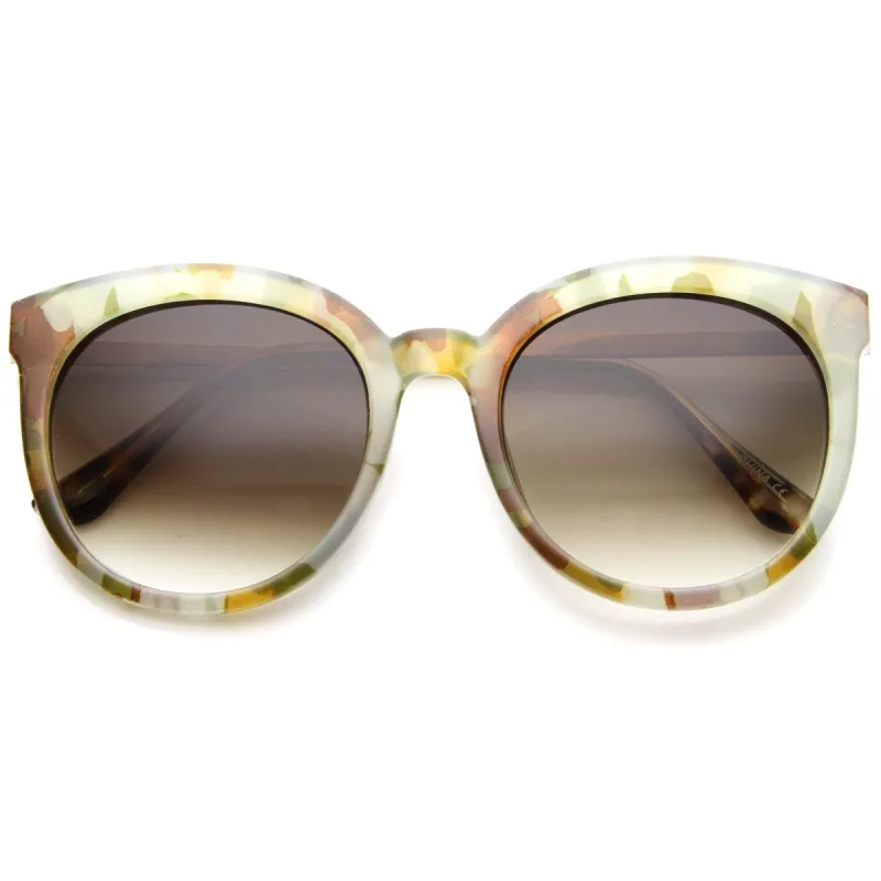 Oversize Round Metal Temple Cat Eye Sunglasses A097 sold by ZeroUV