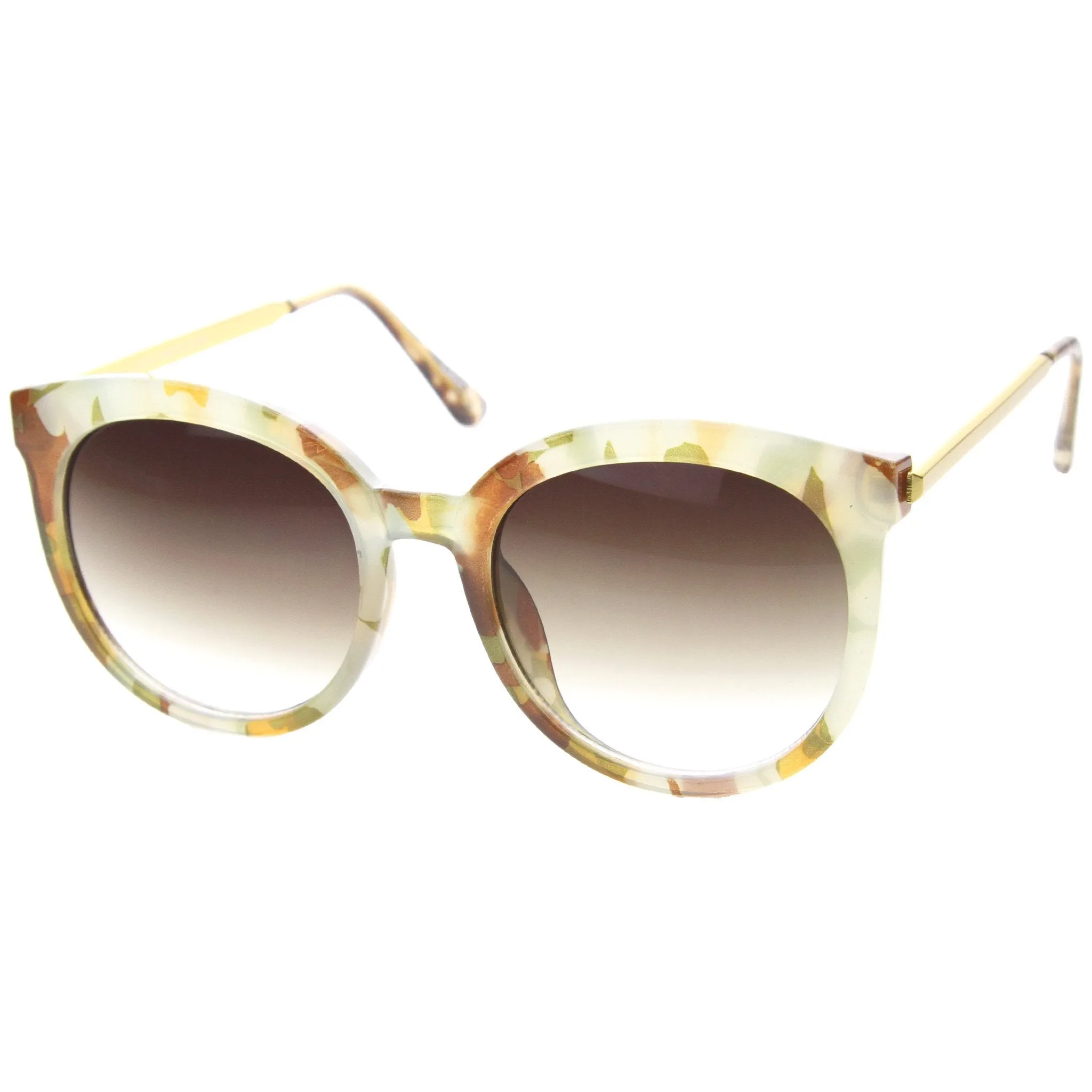 Oversize Round Metal Temple Cat Eye Sunglasses A097 sold by ZeroUV product image thumbnail 2