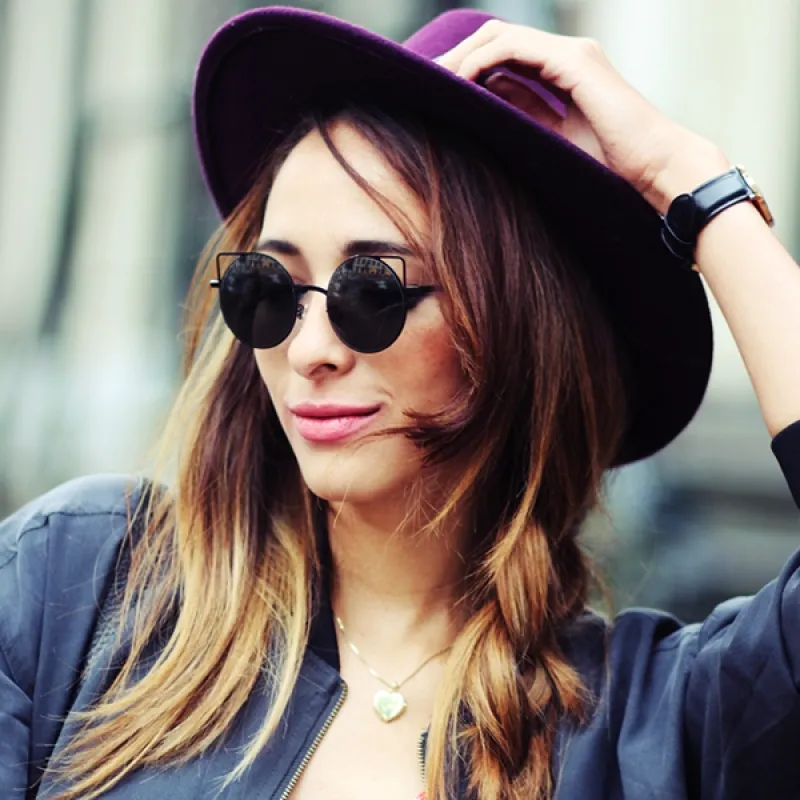 Women's Thin Laser Cut Metal Circle Cat Eye Sunglasses sold by ZeroUV